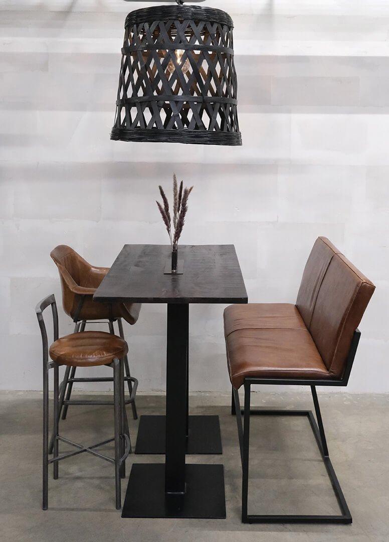 Loungesofa Helen aus Leder in Barhöhe - Braun-Lederbänke-Trademark Living-le canapé