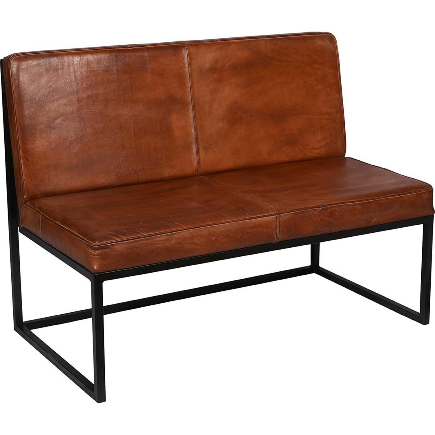 Loungesofa Perry aus Leder - Braun-Lederbänke-Trademark Living-le canapé