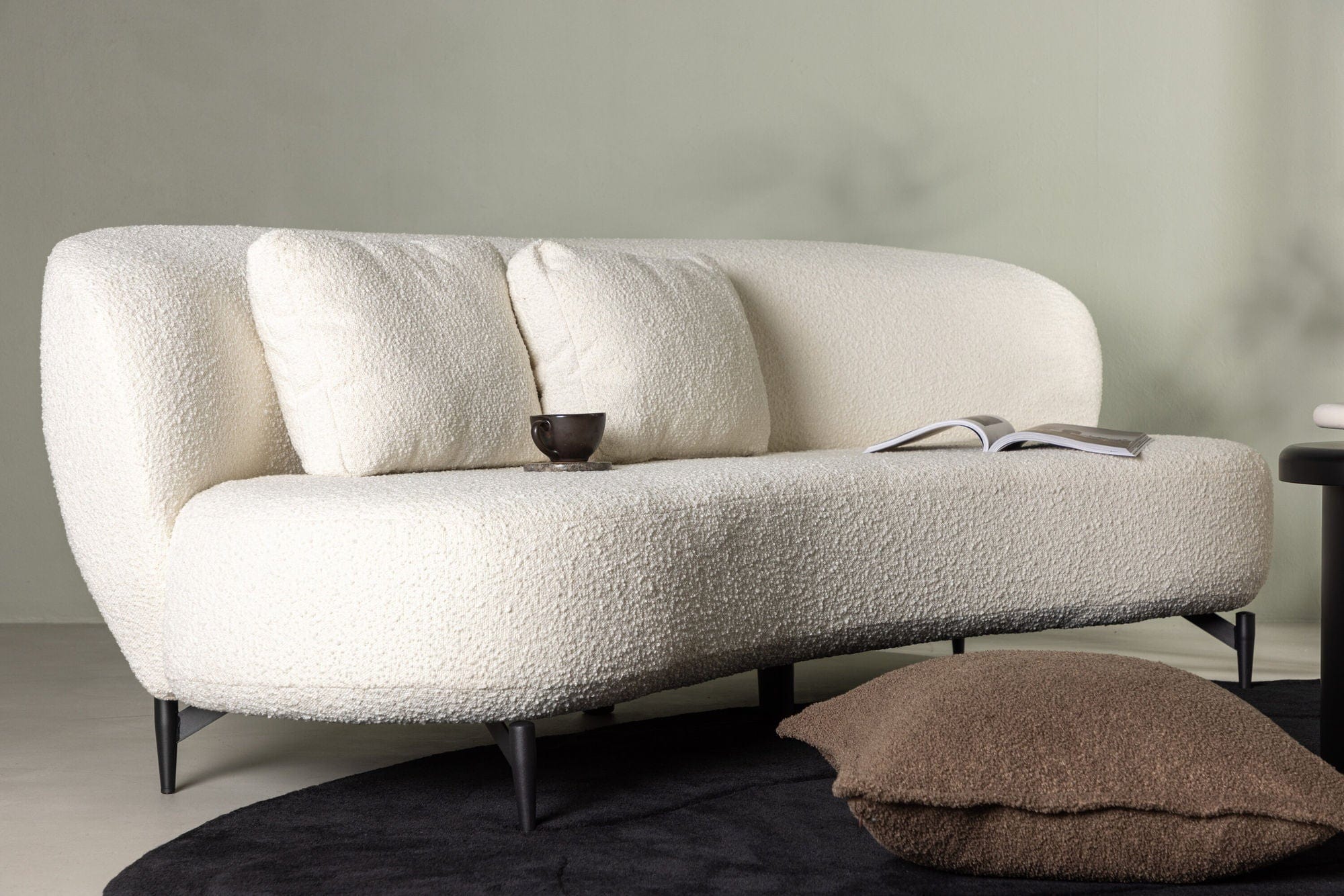 Luna 2 - Sitzer Sofa in Bouclé - / Teddystoff - WeißEinzelsofas