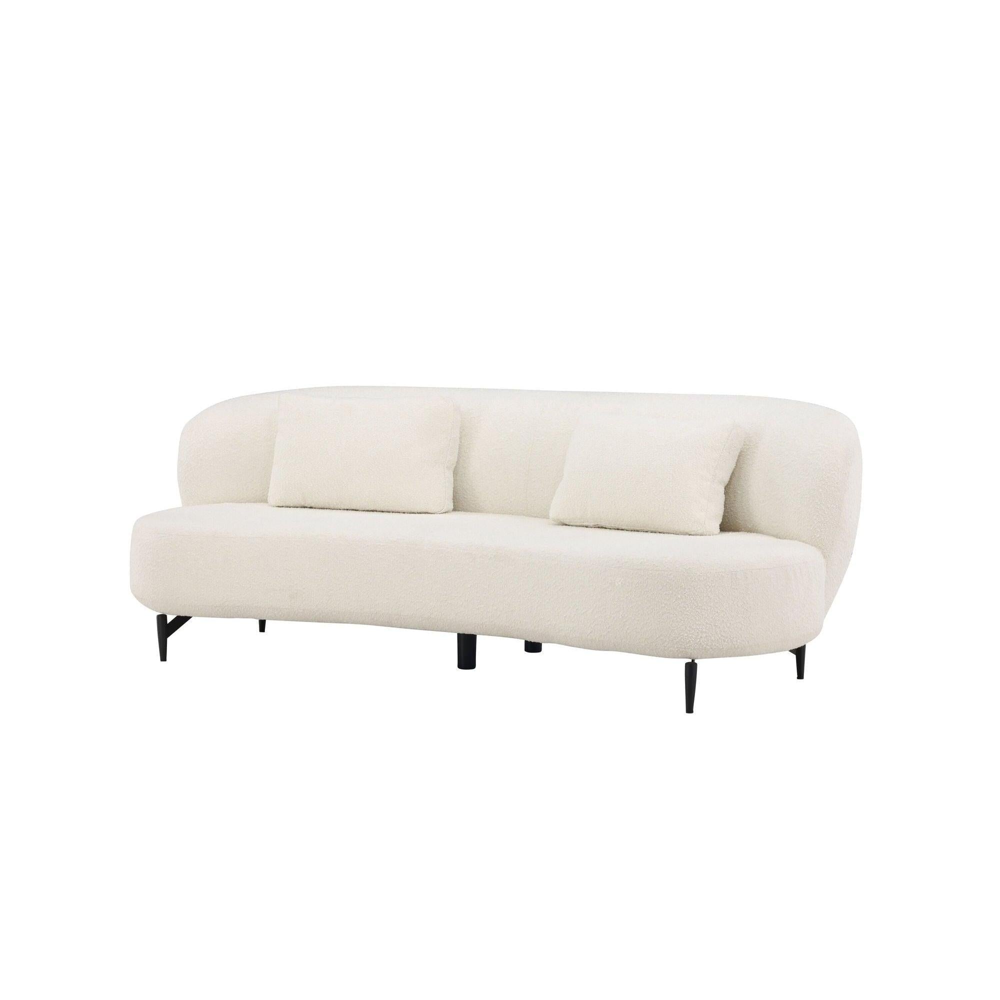 Luna 2 - Sitzer Sofa in Bouclé - / Teddystoff - WeißEinzelsofas