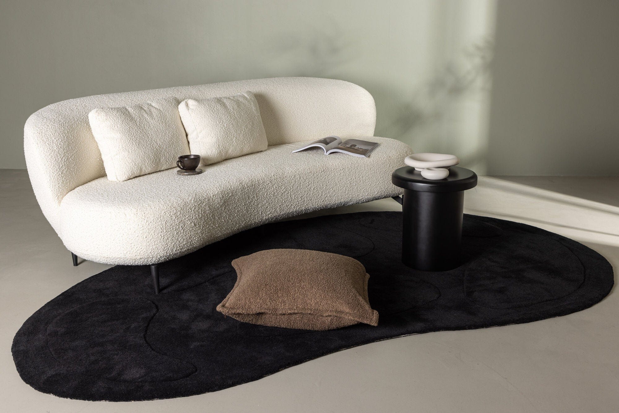 Luna 2 - Sitzer Sofa in Bouclé - / Teddystoff - WeißEinzelsofas