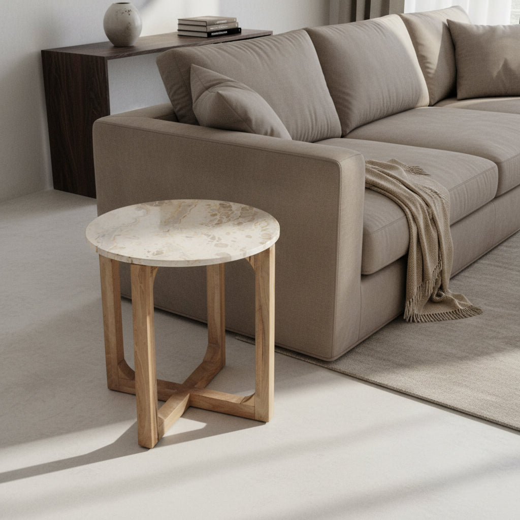 Marmor-Beistelltisch Creme - 50x50x50 cm-Raw Materials-le canapé