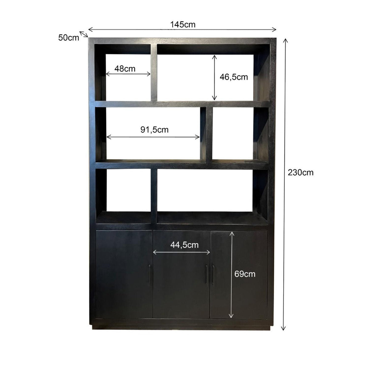 Mehrzweckschrank Jaxx 230cm aus Massivholz - Schwarz-Mehrzweckschränke-Livingfurn-le canapé