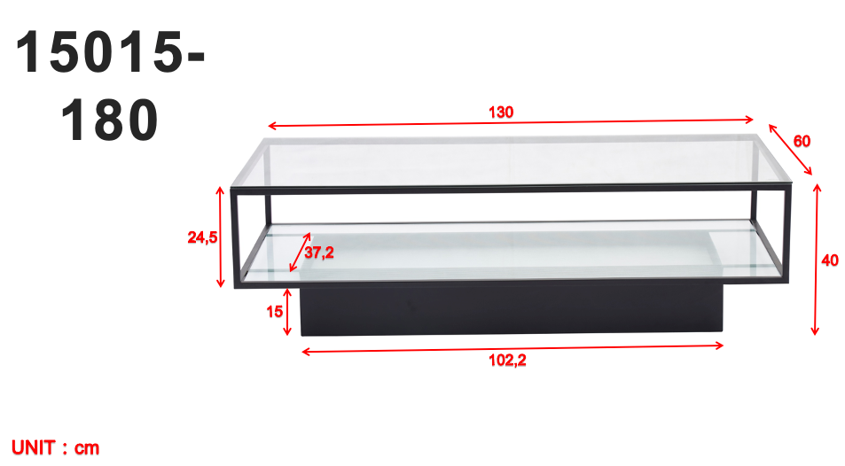 Couchtisch Maglehem 130cm aus Glas mit Ablage - Schwarz - Venture Home - le canapé