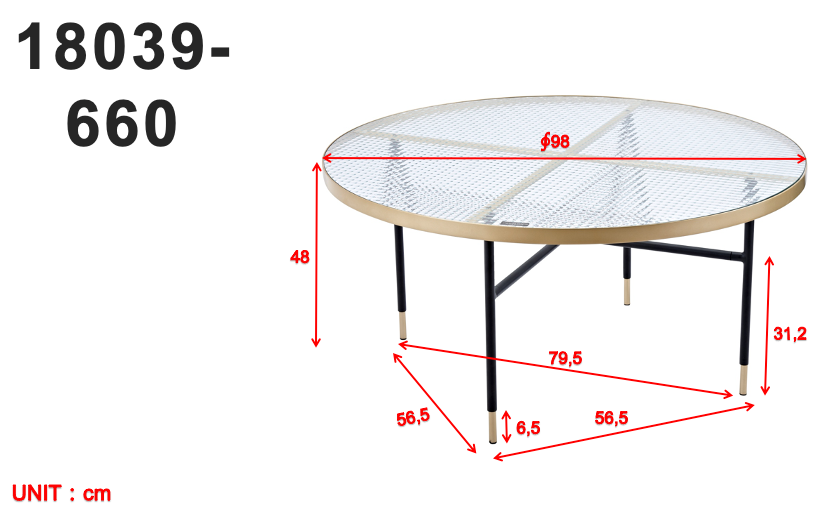 Couchtisch Bubbles Ø98cm aus Glas - Gold - Venture Home - le canapé