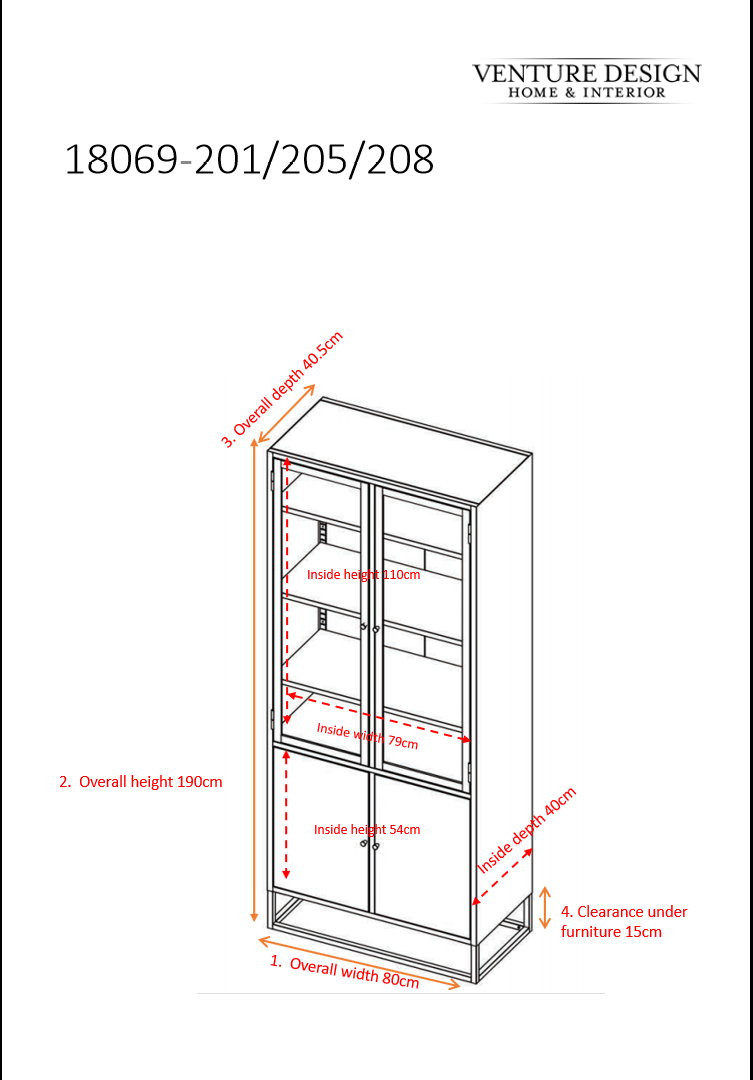 Vitrine Bakal 190cm aus Metall mit Glastüren - Schwarz - Venture Home - le canapé