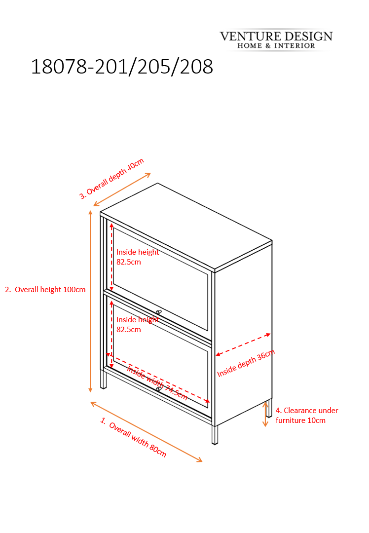 Vitrine Bakal 100cm aus Metall mit 2 Glastüren - Schwarz - Venture Home - le canapé