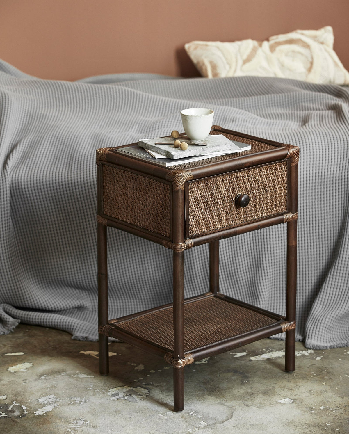 Nachttisch Hayes 45cm aus Rattan - Braun-Nachttische-Nordal A/S-le canapé