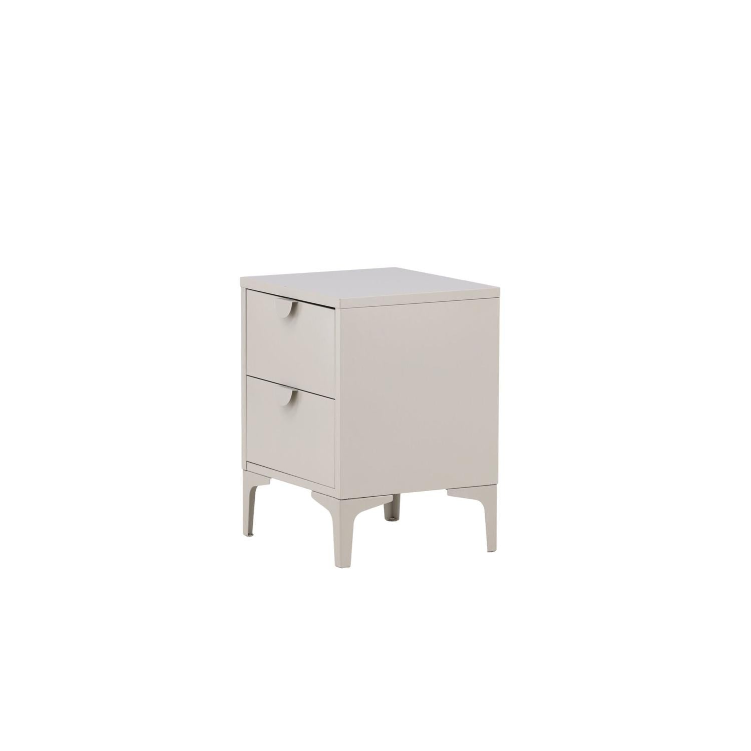 Nachttisch Piring mit 2 Schubladen aus Metall - Beige-Nachttisch-Venture Home-le canapé