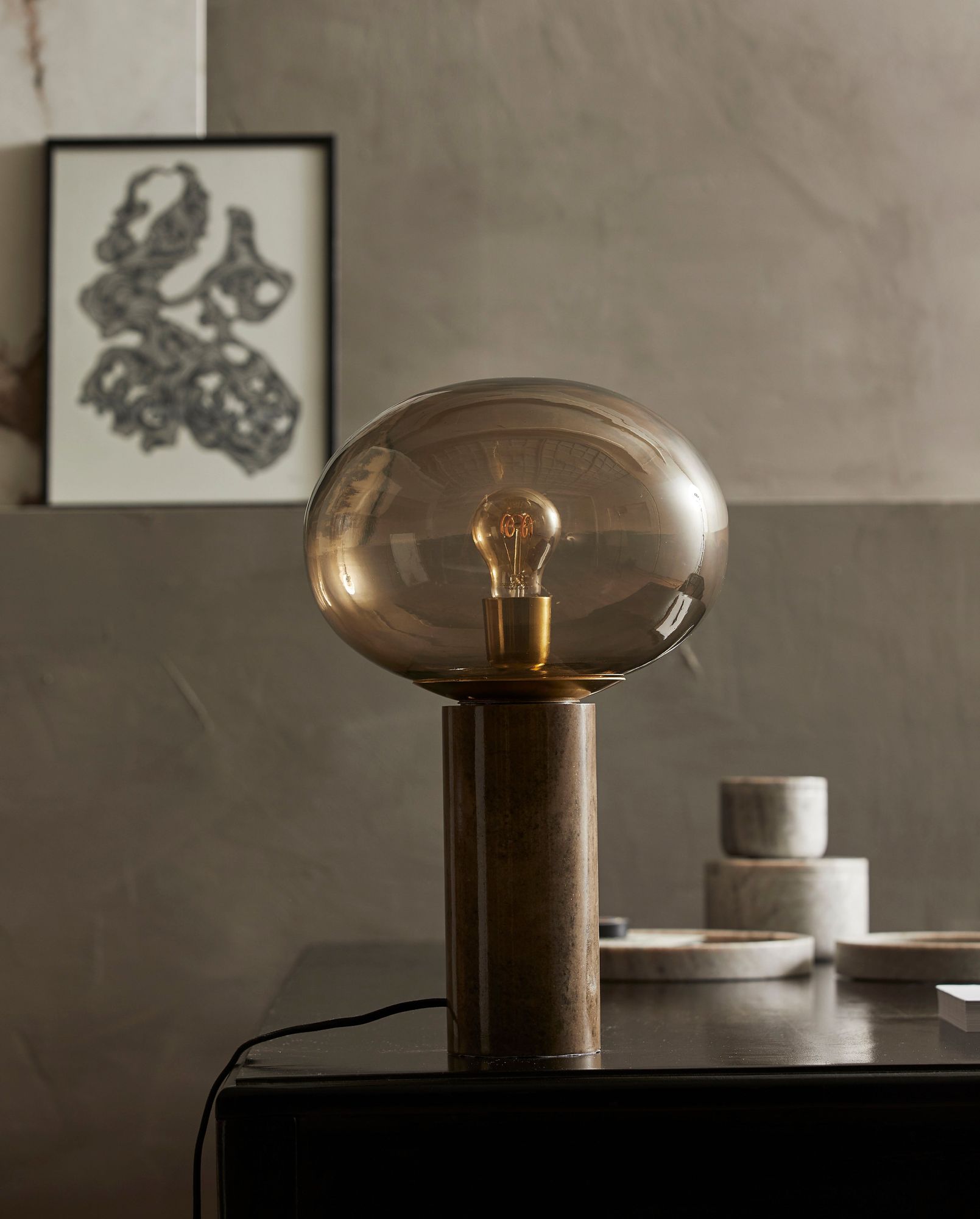 Tischlampe BES – Rauchglas MarmorTischlampe
