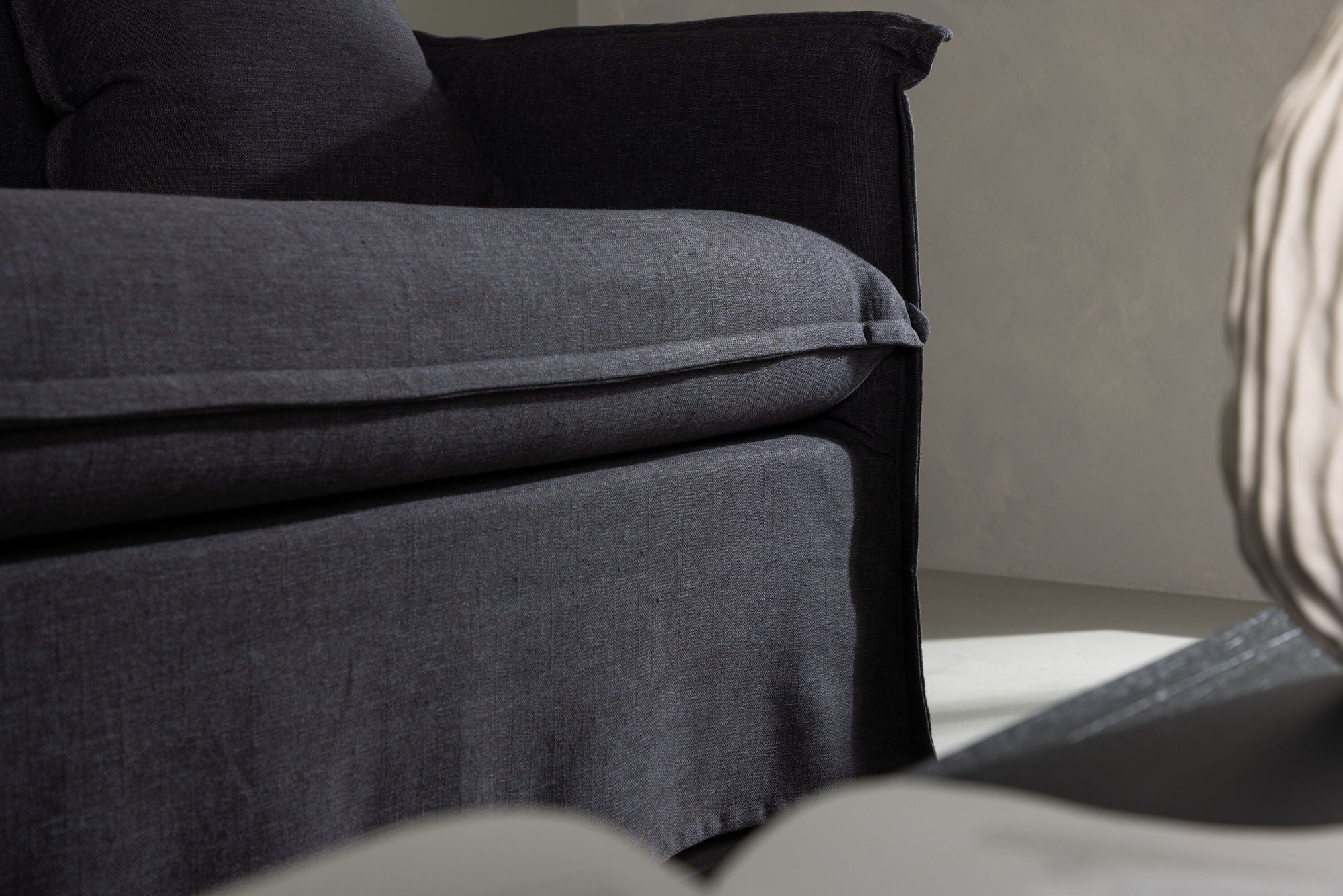 Nova 3 - Sitzer Sofa aus Leinen - SchwarzEinzelsofas