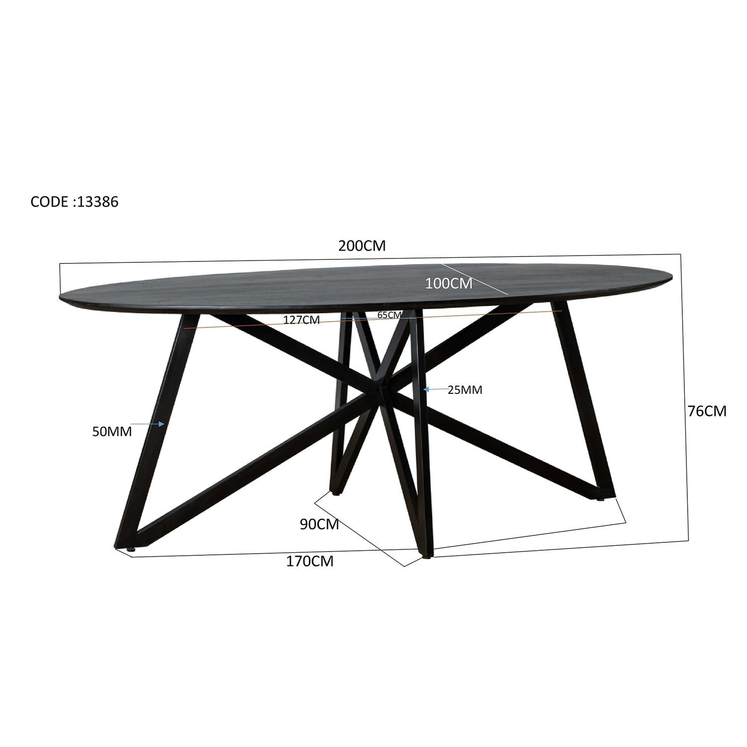 Oslo Schwarze Akazie gewebter Fuß 200 cm-Livingfurn-le canapé