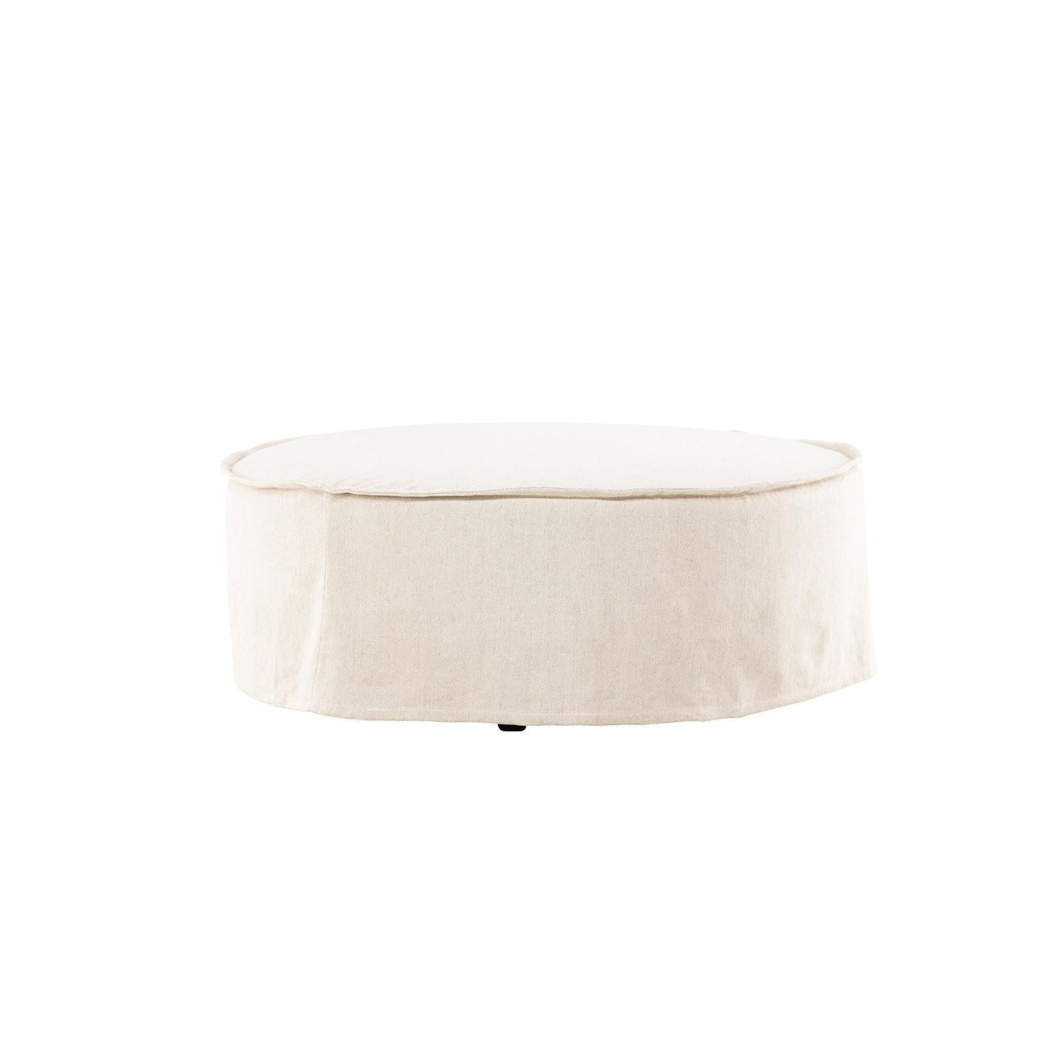 Ottoman Vindö aus Leinen Ø101 cm - Beige-Pouf-Vind-le canapé