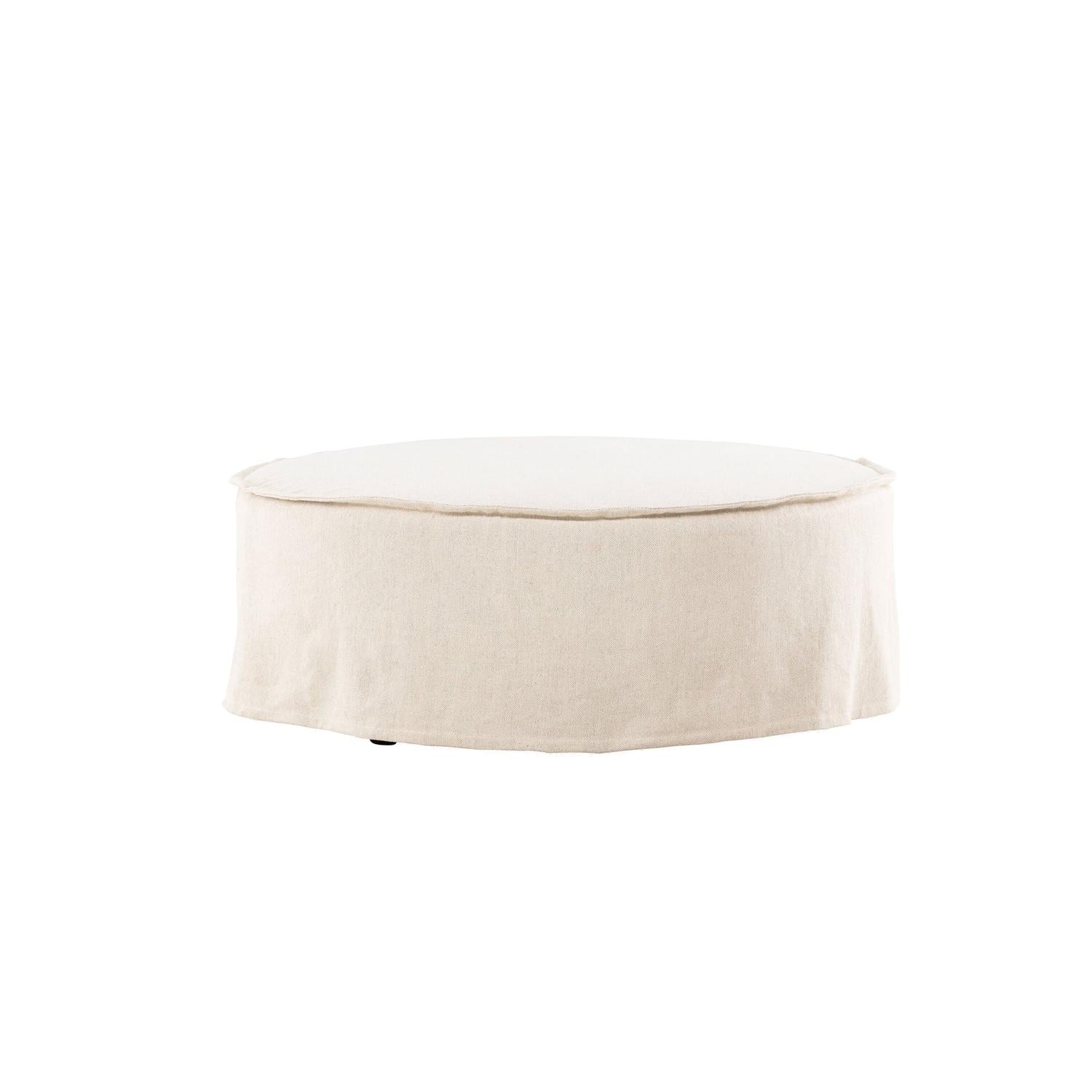 Ottoman Vindö aus Leinen Ø101 cm - Beige-Pouf-Vind-le canapé