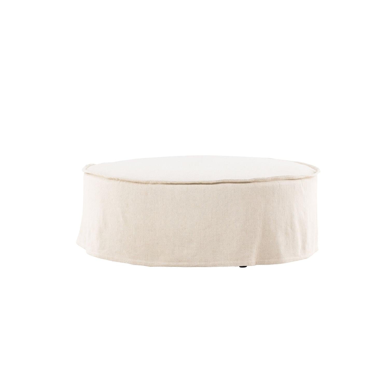 Ottoman Vindö aus Leinen Ø101 cm - Beige-Pouf-Vind-le canapé