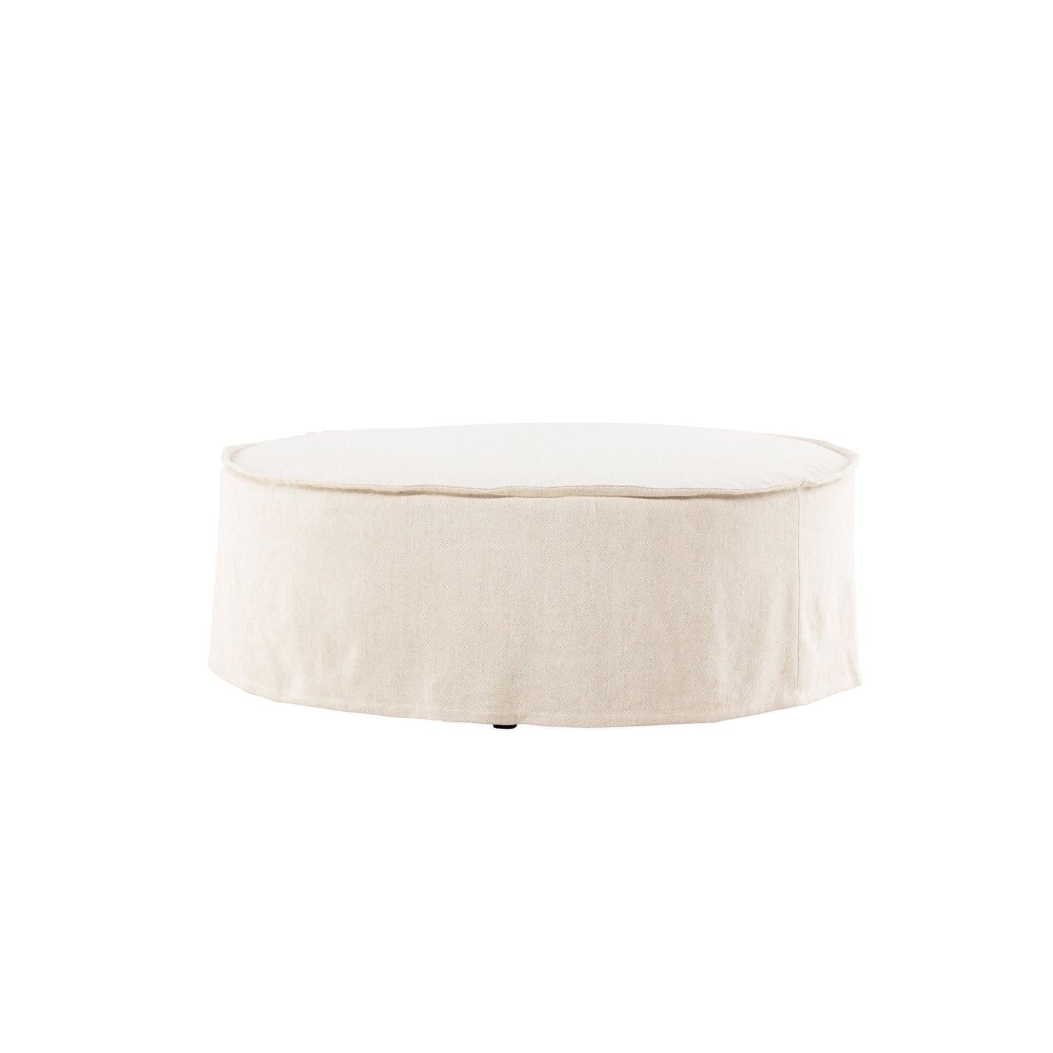 Ottoman Vindö aus Leinen Ø101 cm - Beige-Pouf-Vind-le canapé