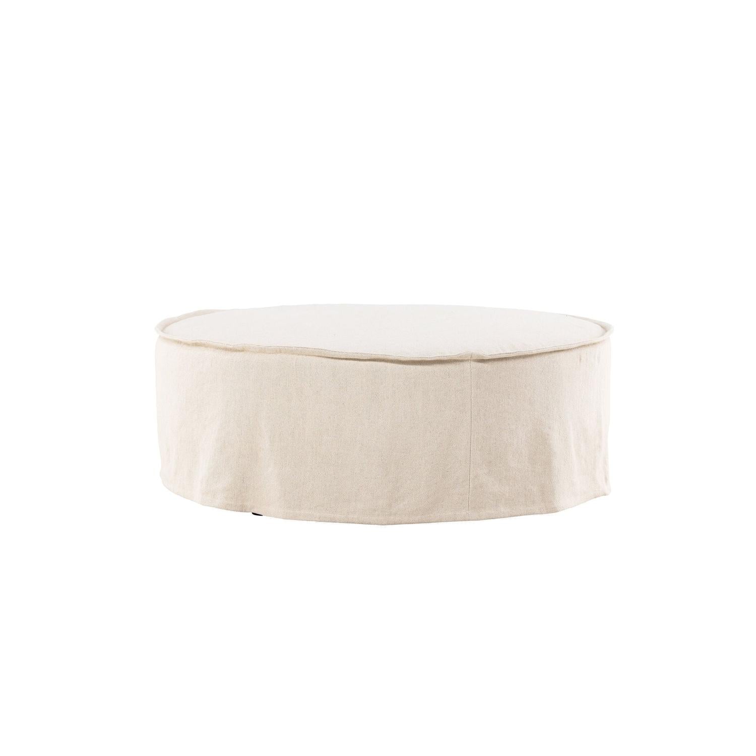 Ottoman Vindö aus Leinen Ø101 cm - Beige-Pouf-Vind-le canapé