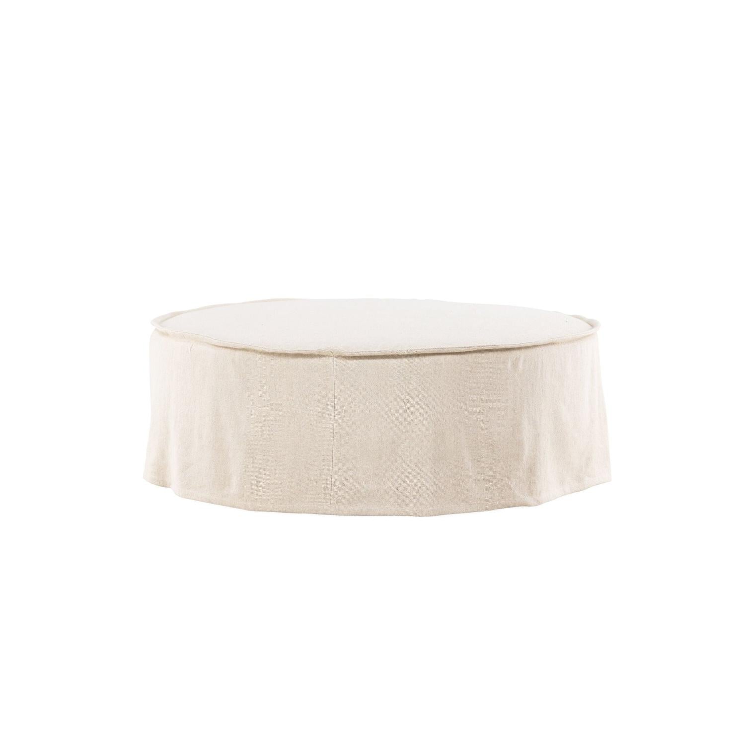 Ottoman Vindö aus Leinen Ø101 cm - Beige-Pouf-Vind-le canapé