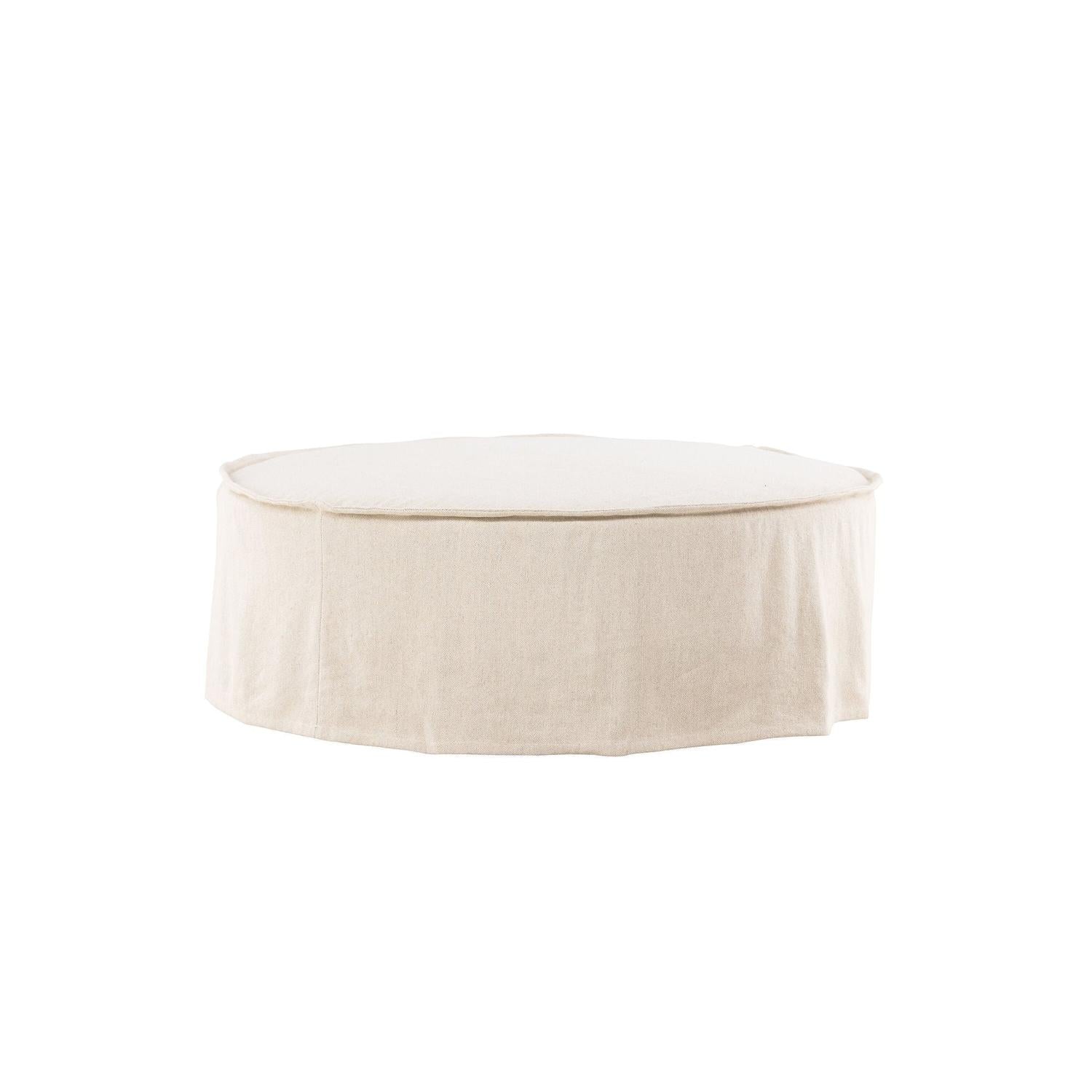 Ottoman Vindö aus Leinen Ø101 cm - Beige-Pouf-Vind-le canapé