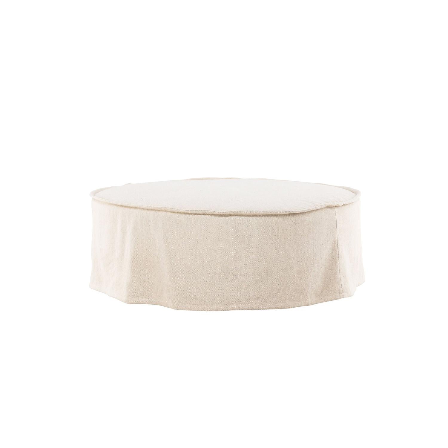 Ottoman Vindö aus Leinen Ø101 cm - Beige-Pouf-Vind-le canapé