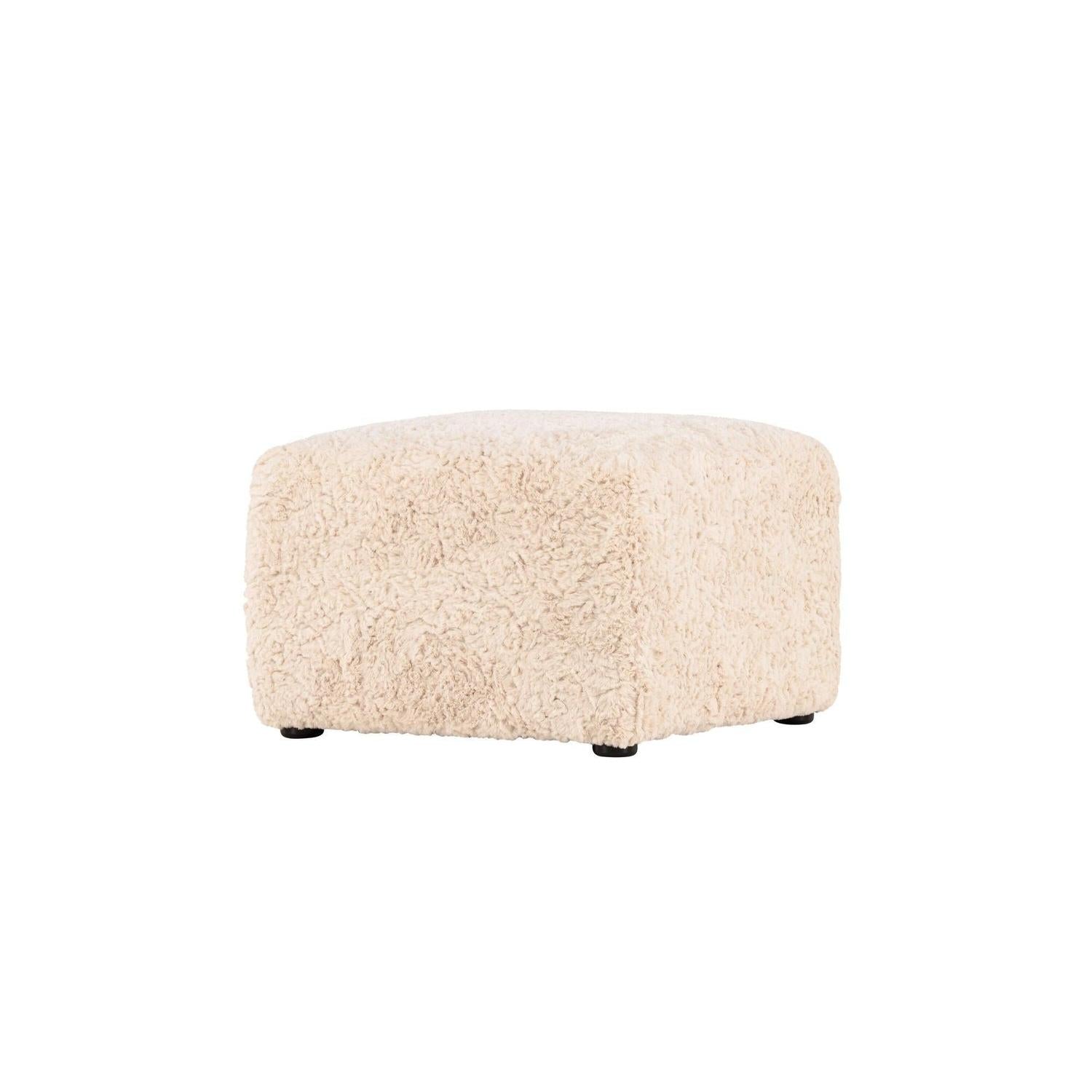 Polsterhocker Frankie 50*50cm aus Kunstfell - Beige-Polsterhocker-Vind-le canapé
