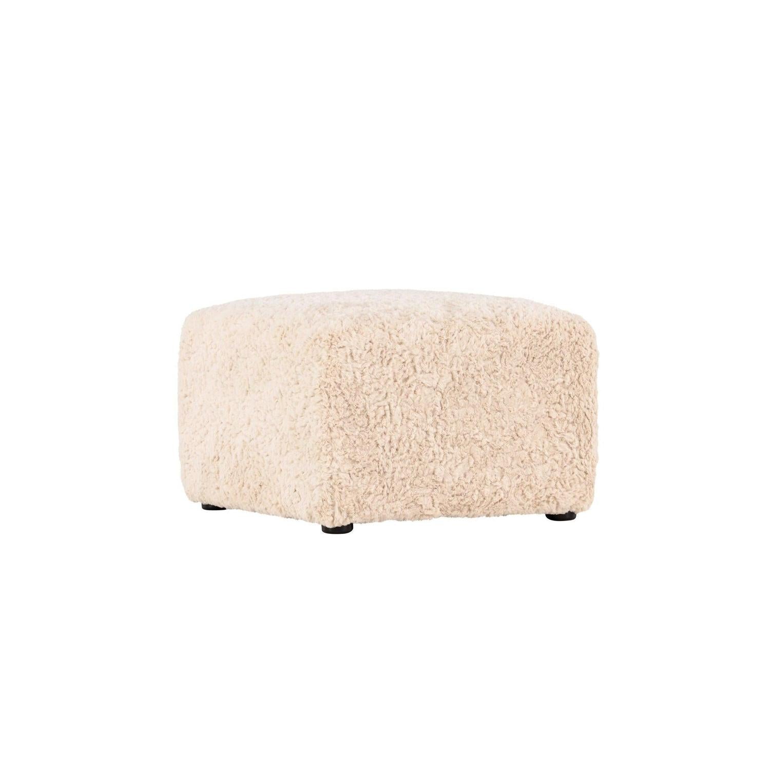 Polsterhocker Frankie 50*50cm aus Kunstfell - Beige-Polsterhocker-Vind-le canapé