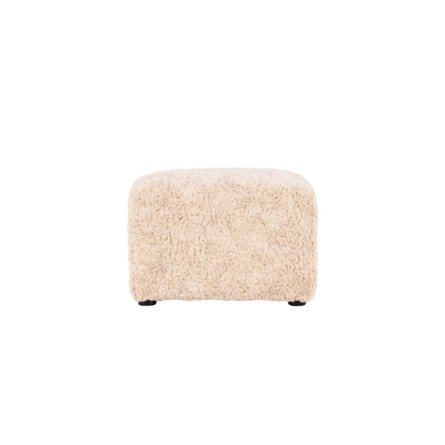 Polsterhocker Frankie 50*50cm aus Kunstfell - Beige-Polsterhocker-Vind-le canapé