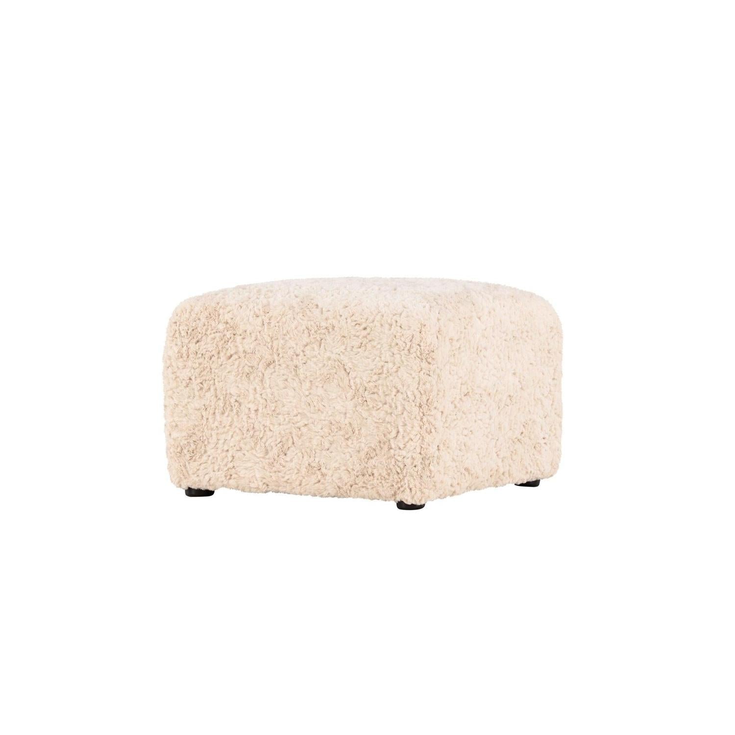Polsterhocker Frankie 50*50cm aus Kunstfell - Beige-Polsterhocker-Vind-le canapé