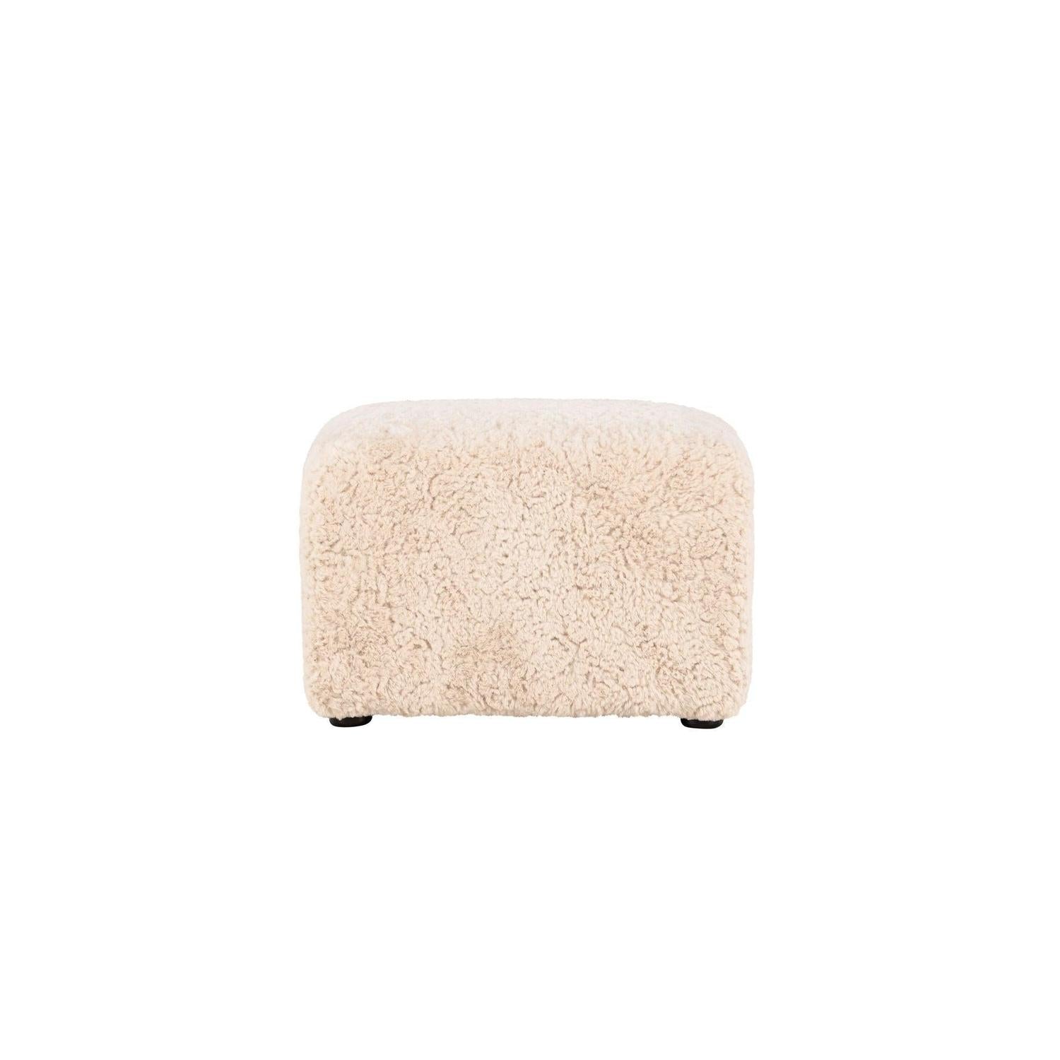 Polsterhocker Frankie 50*50cm aus Kunstfell - Beige-Polsterhocker-Vind-le canapé