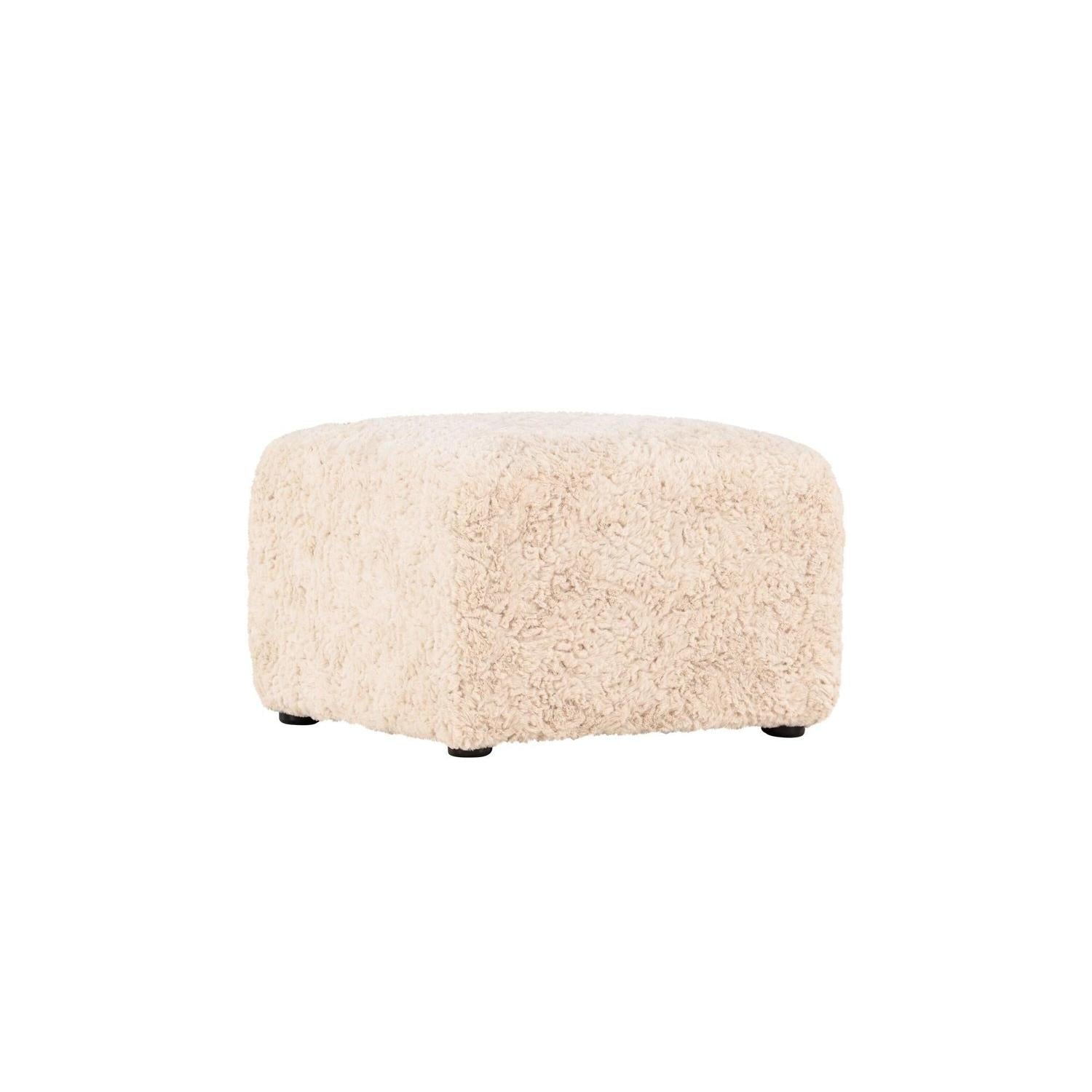 Polsterhocker Frankie 50*50cm aus Kunstfell - Beige-Polsterhocker-Vind-le canapé