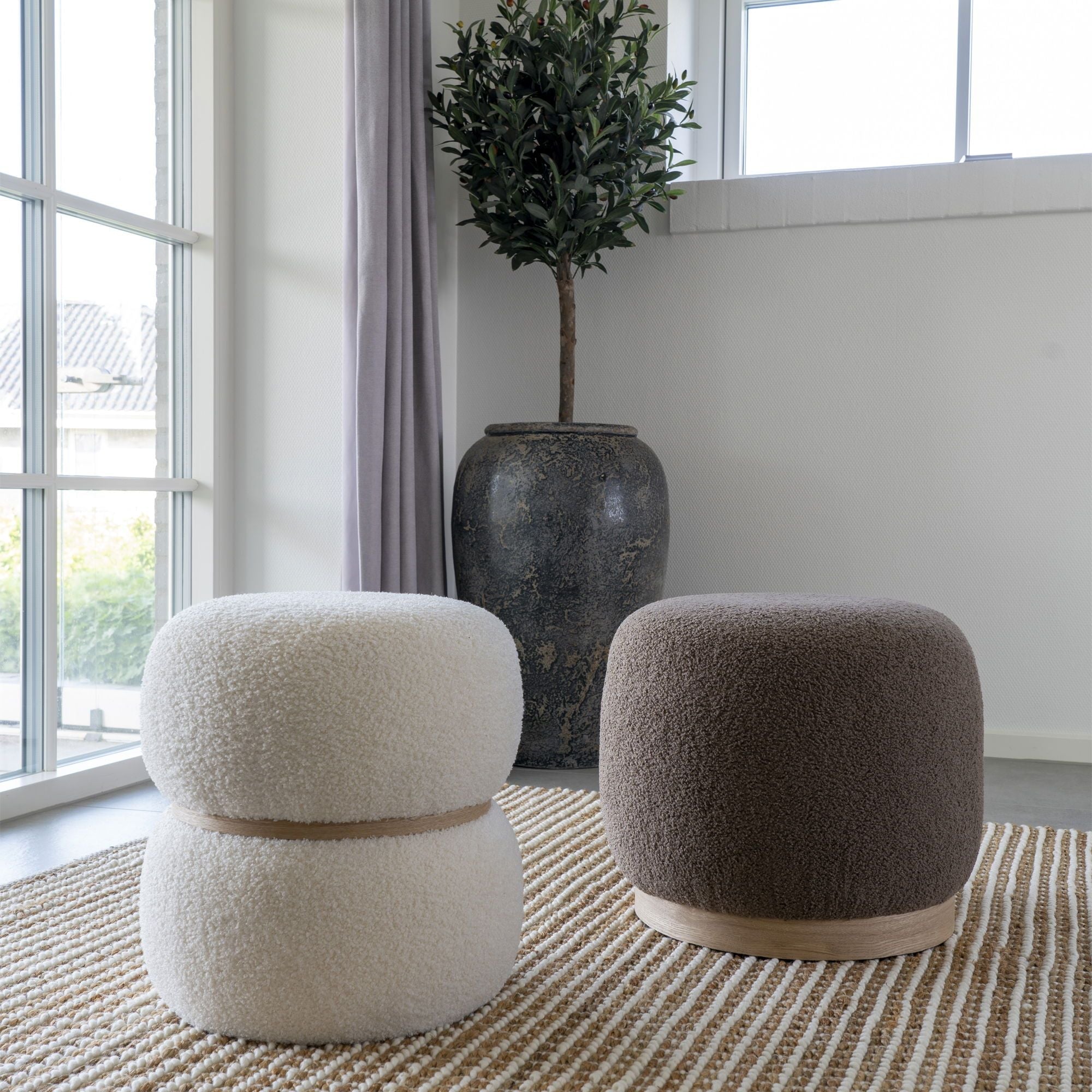 Pouf Belfort aus Teddy - Bouclé - BraunPouf