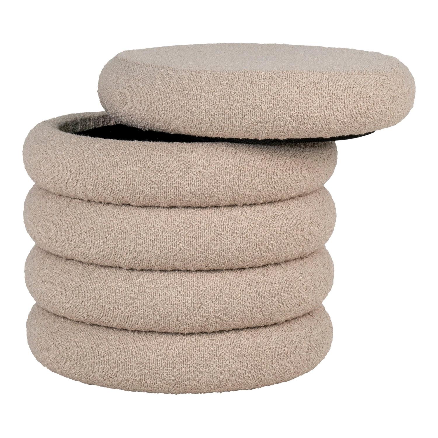 Pouf Brooklyn aus Teddy Bouclé Ø44cm - Beige-Poufs-House Nordic-le canapé
