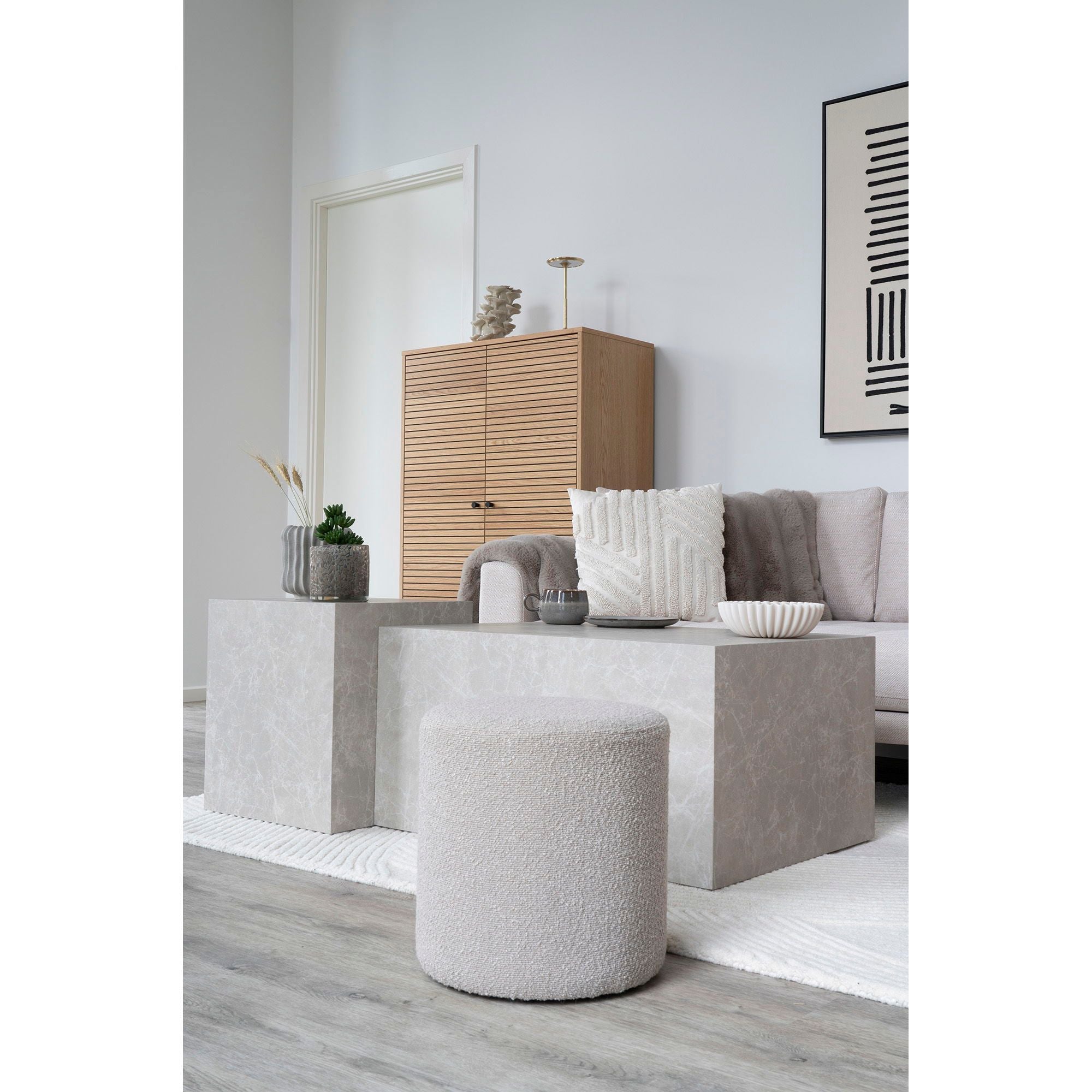 Pouf Ejby aus Teddy - Bouclé - BeigePouf