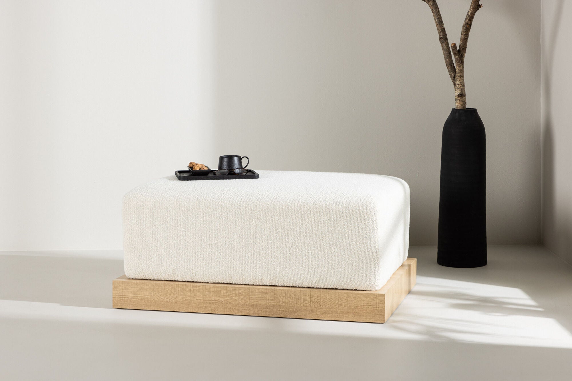 Pouf Ivy aus Teddy Bouclé 100x70cm - Weiß-Poufs-Venture Home-le canapé