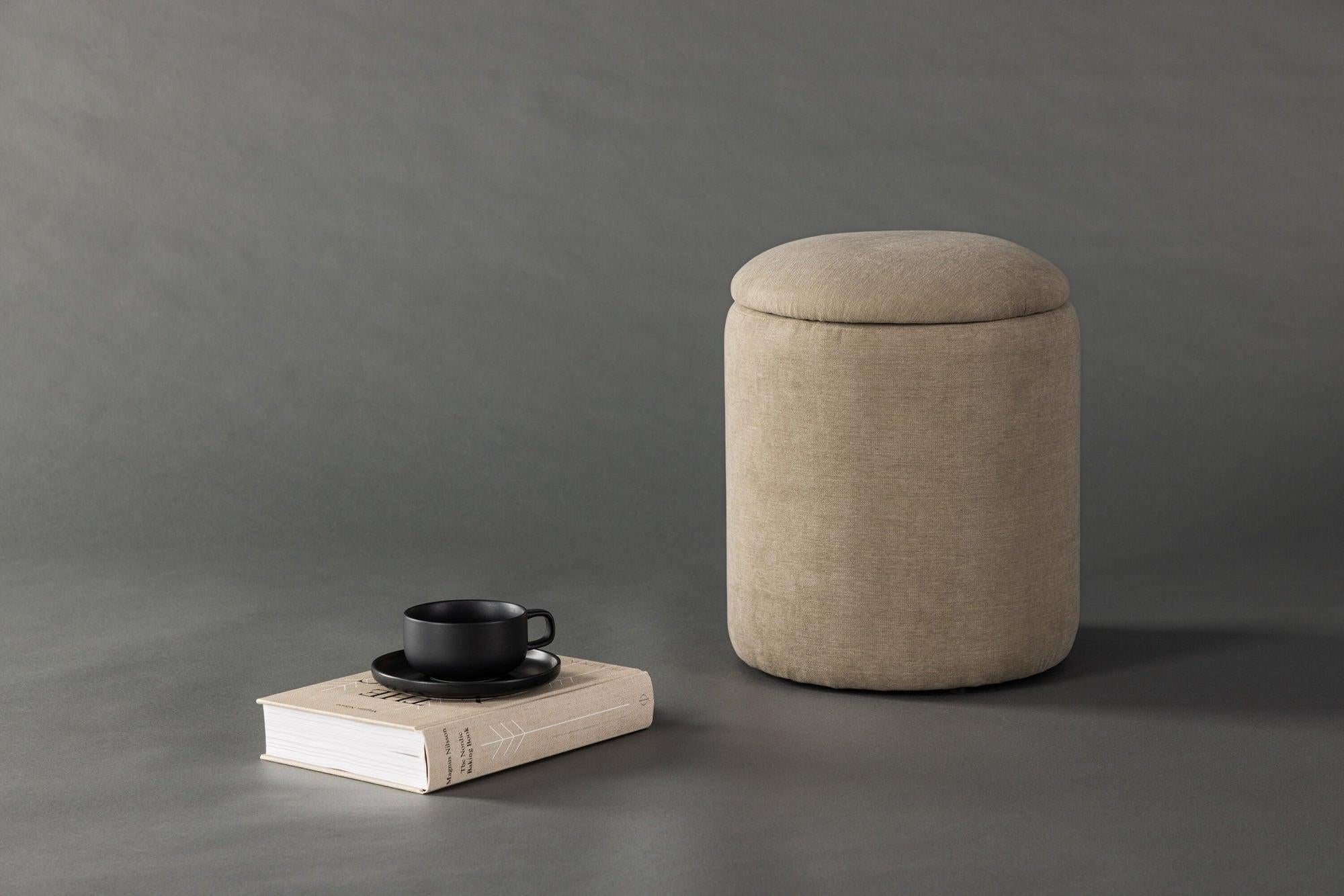 Pouf Limpen aus Leinen Ø32cm - Beige-Poufs-Venture Home-le canapé