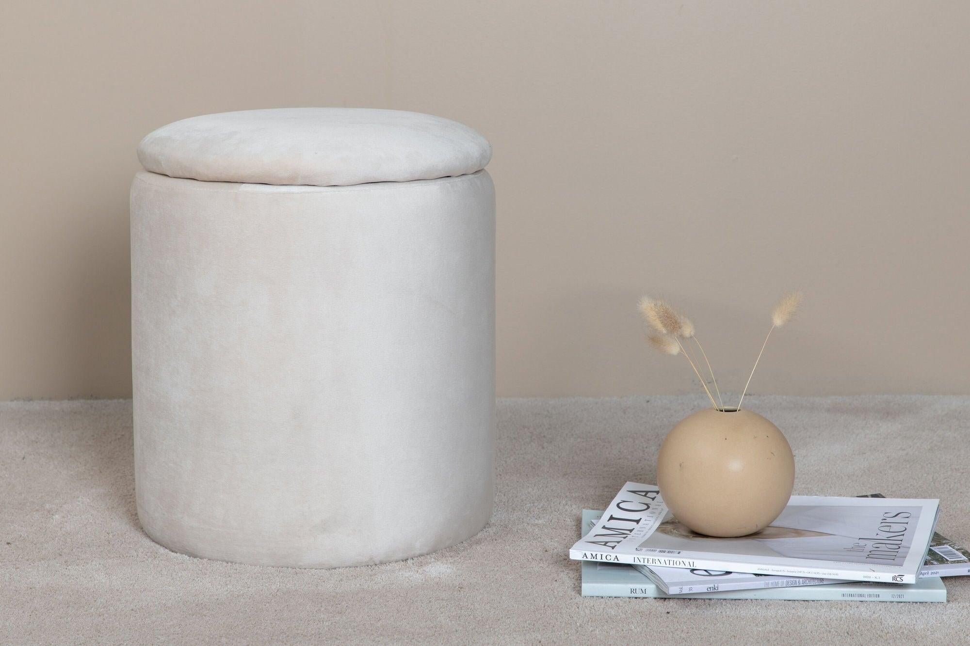 Pouf Limpen aus Samt Ø32cm - Beige-Pouf-Venture Home-le canapé