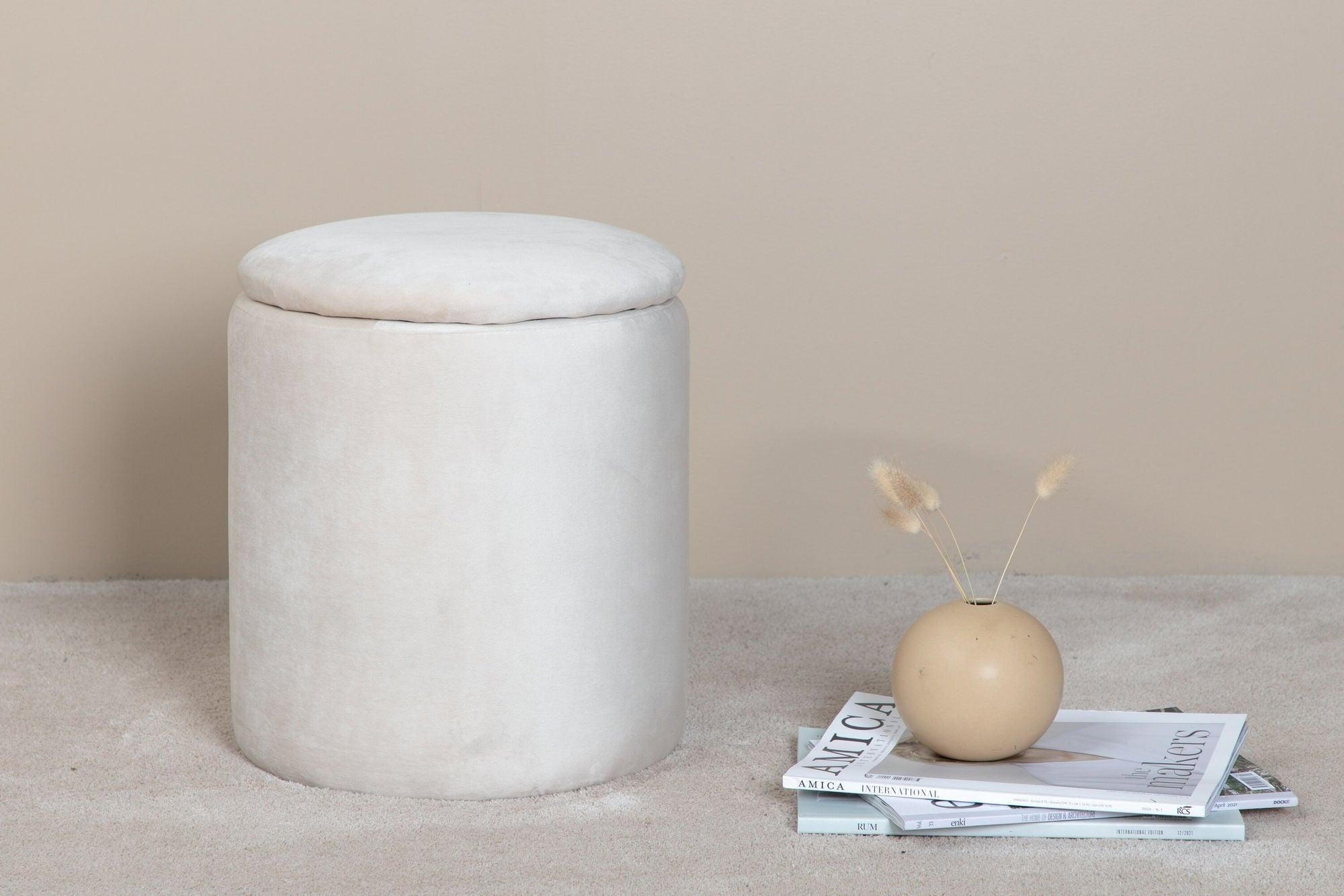 Pouf Limpen aus Samt Ø32cm - Beige-Pouf-Venture Home-le canapé