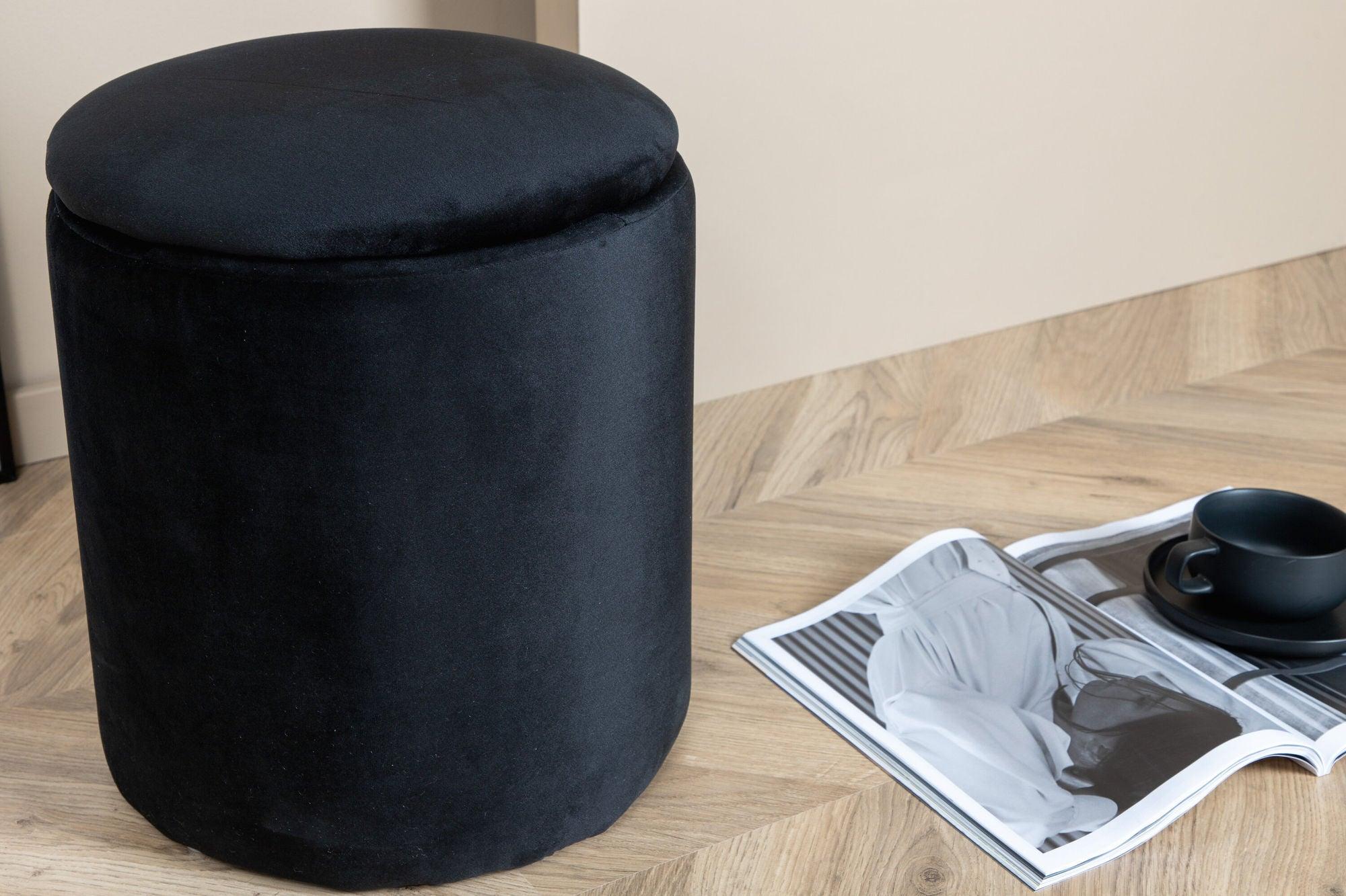 Pouf Limpen aus Samt Ø32cm - Schwarz-Pouf-Venture Home-le canapé
