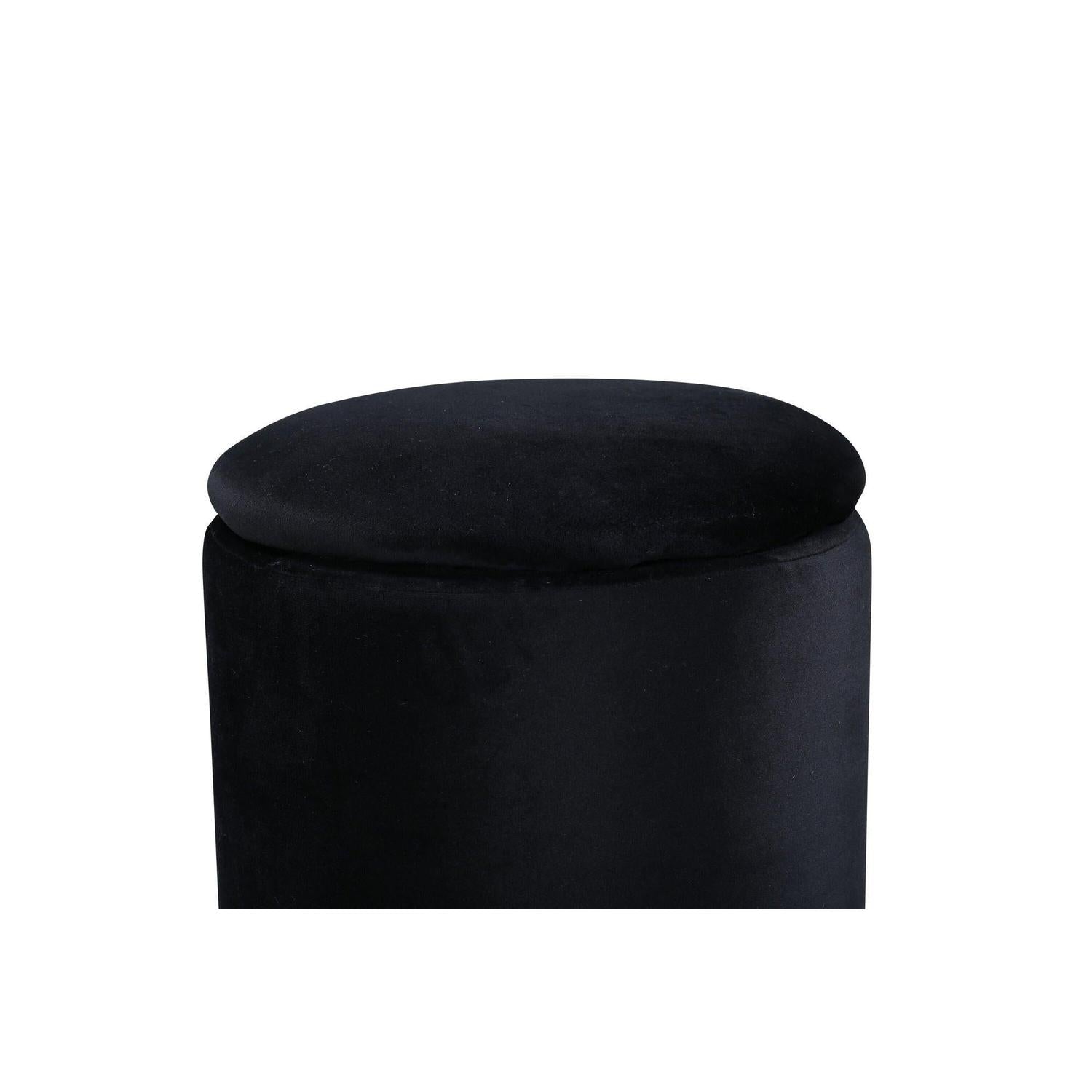 Pouf Limpen aus Samt Ø32cm - Schwarz-Poufs-Venture Home-le canapé