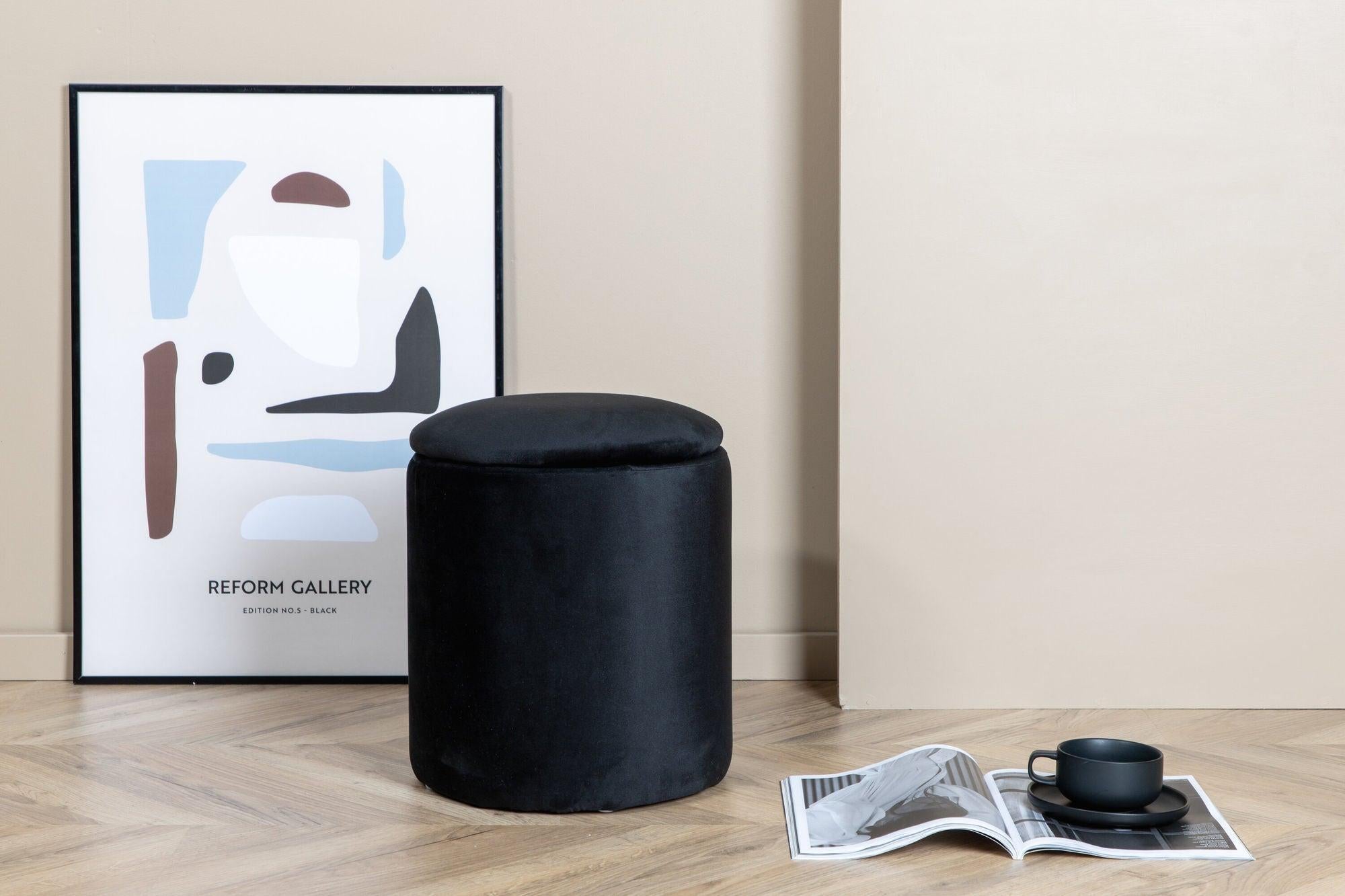 Pouf Limpen aus Samt Ø32cm - Schwarz-Poufs-Venture Home-le canapé