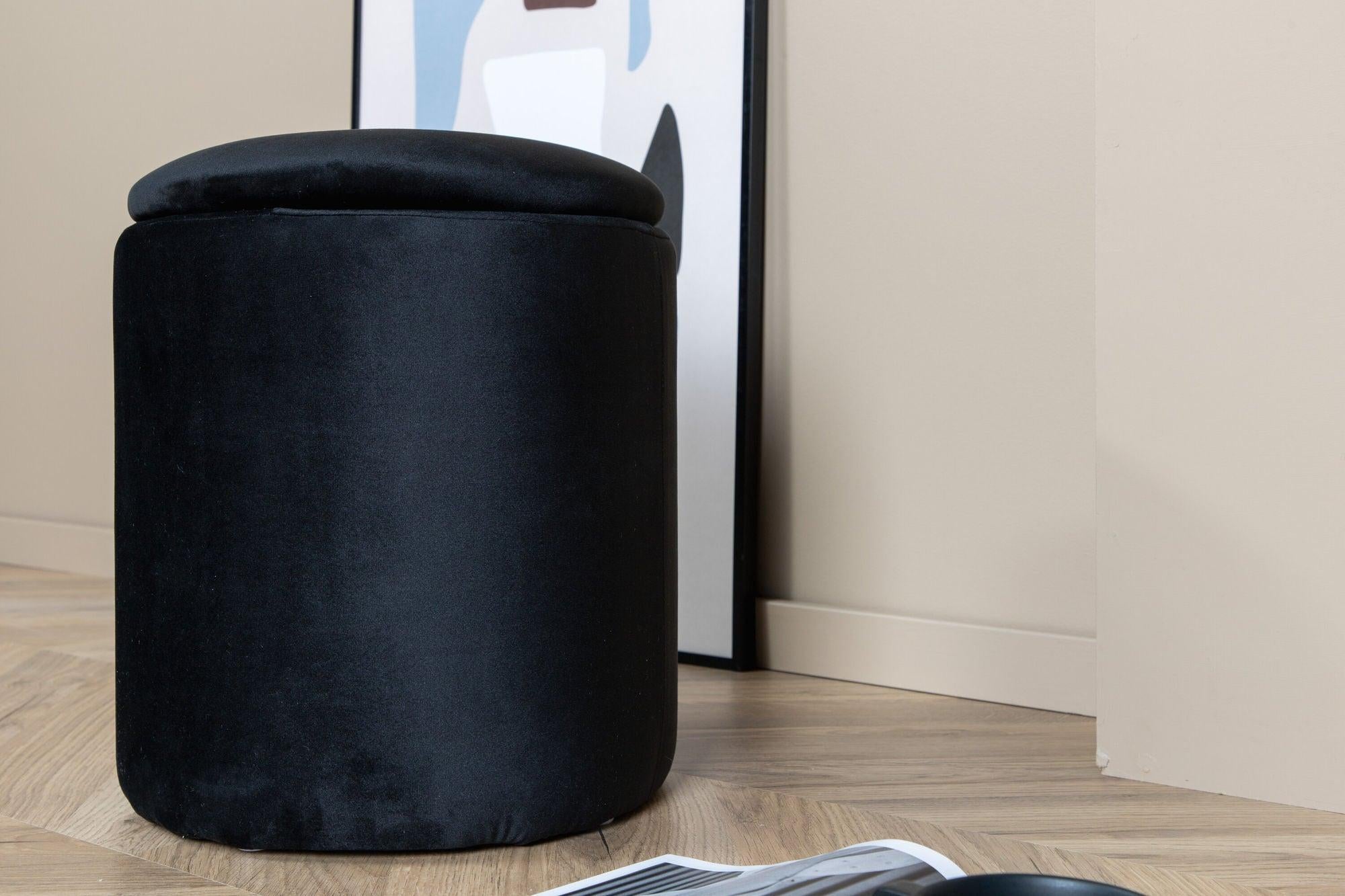 Pouf Limpen aus Samt Ø32cm - Schwarz-Poufs-Venture Home-le canapé