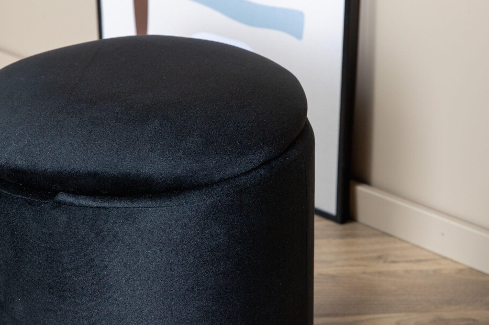Pouf Limpen aus Samt Ø32cm - Schwarz-Poufs-Venture Home-le canapé
