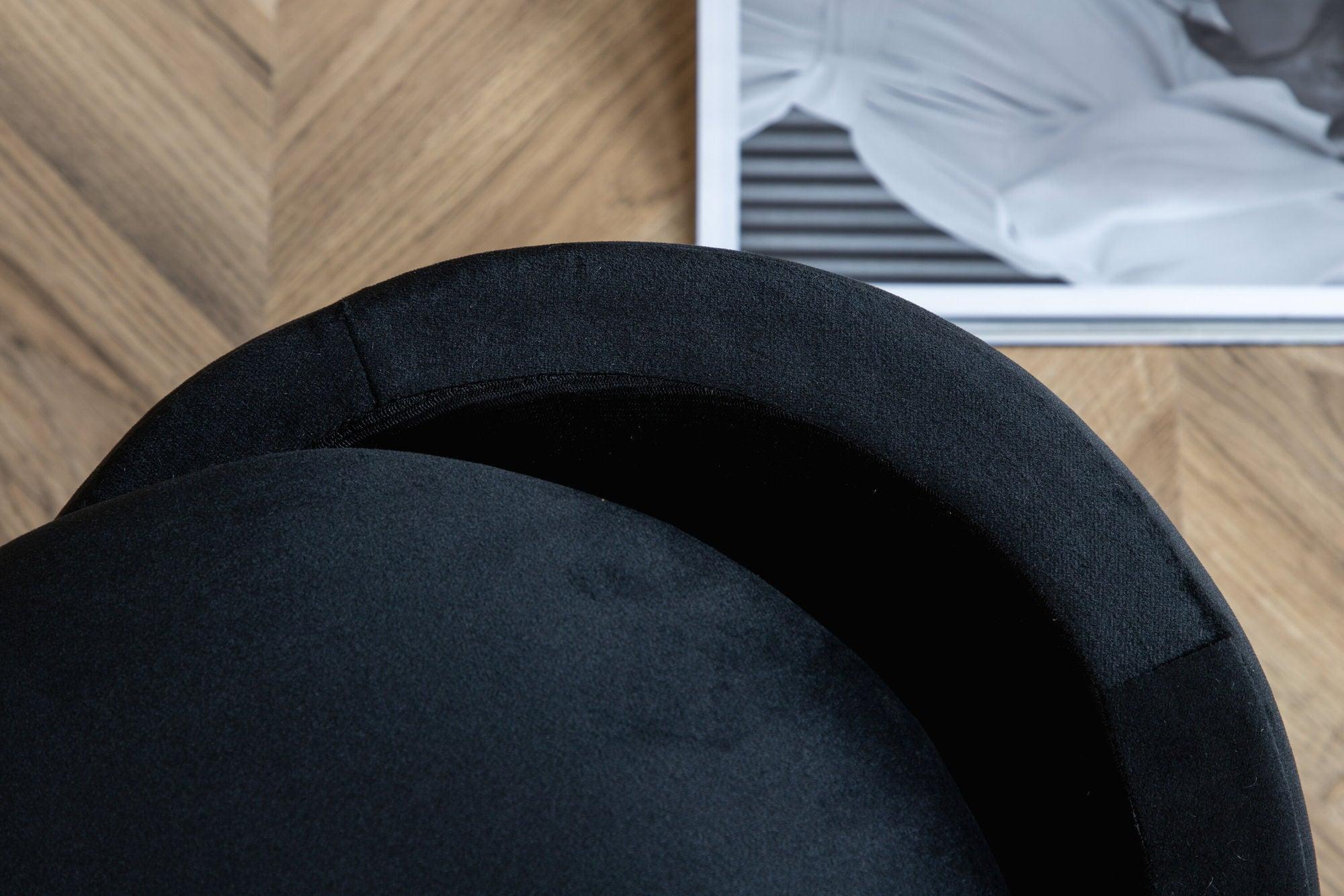 Pouf Limpen aus Samt Ø32cm - Schwarz-Poufs-Venture Home-le canapé