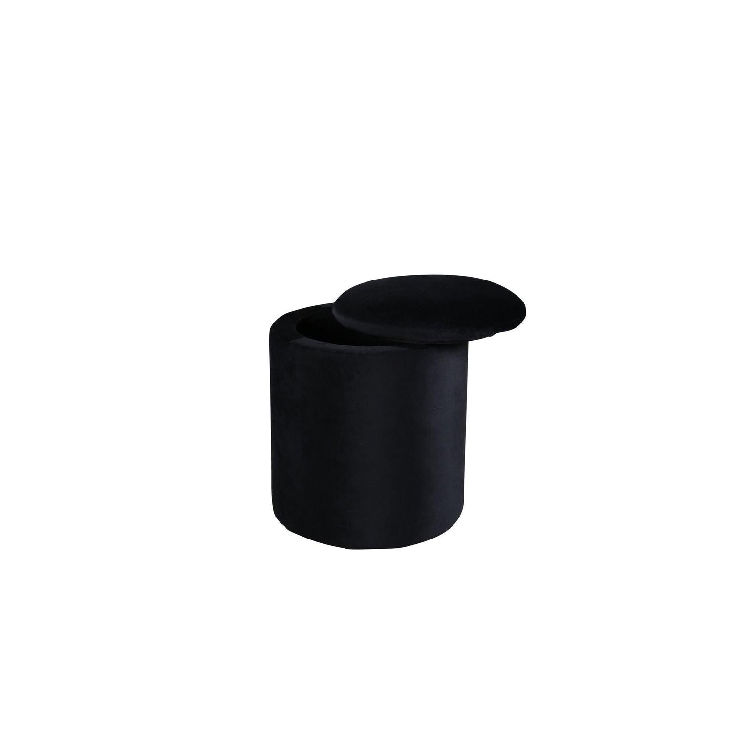 Pouf Limpen aus Samt Ø32cm - Schwarz-Poufs-Venture Home-le canapé
