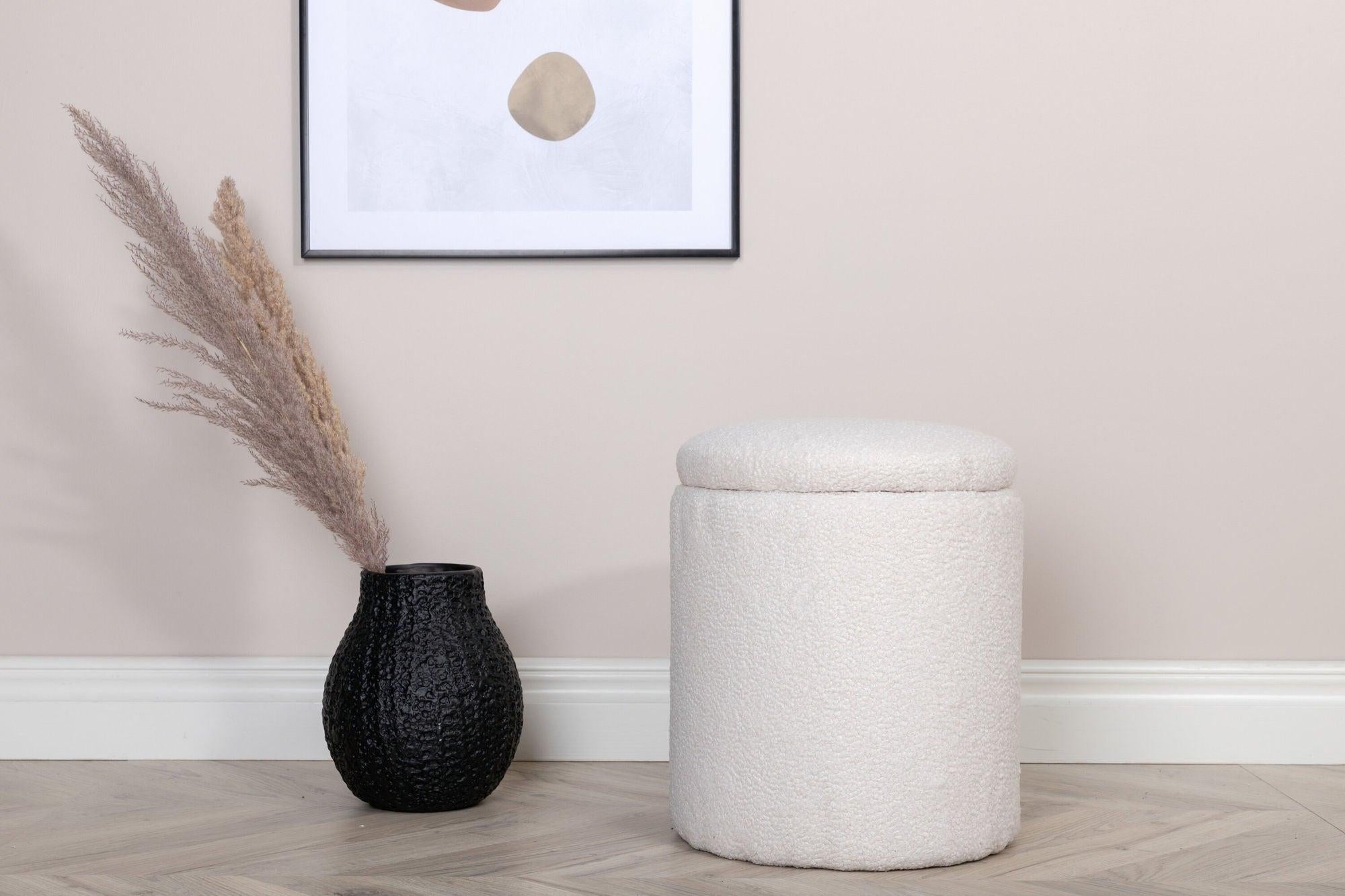 Pouf Limpen aus Teddy Bouclé Ø32cm - Weiß-Poufs-Venture Home-le canapé