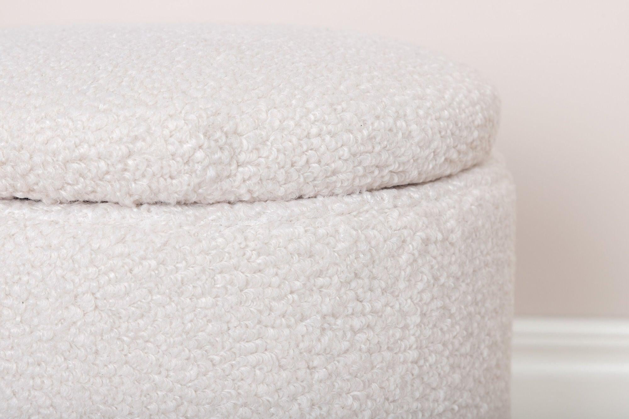 Pouf Limpen aus Teddy Bouclé Ø32cm - Weiß-Poufs-Venture Home-le canapé
