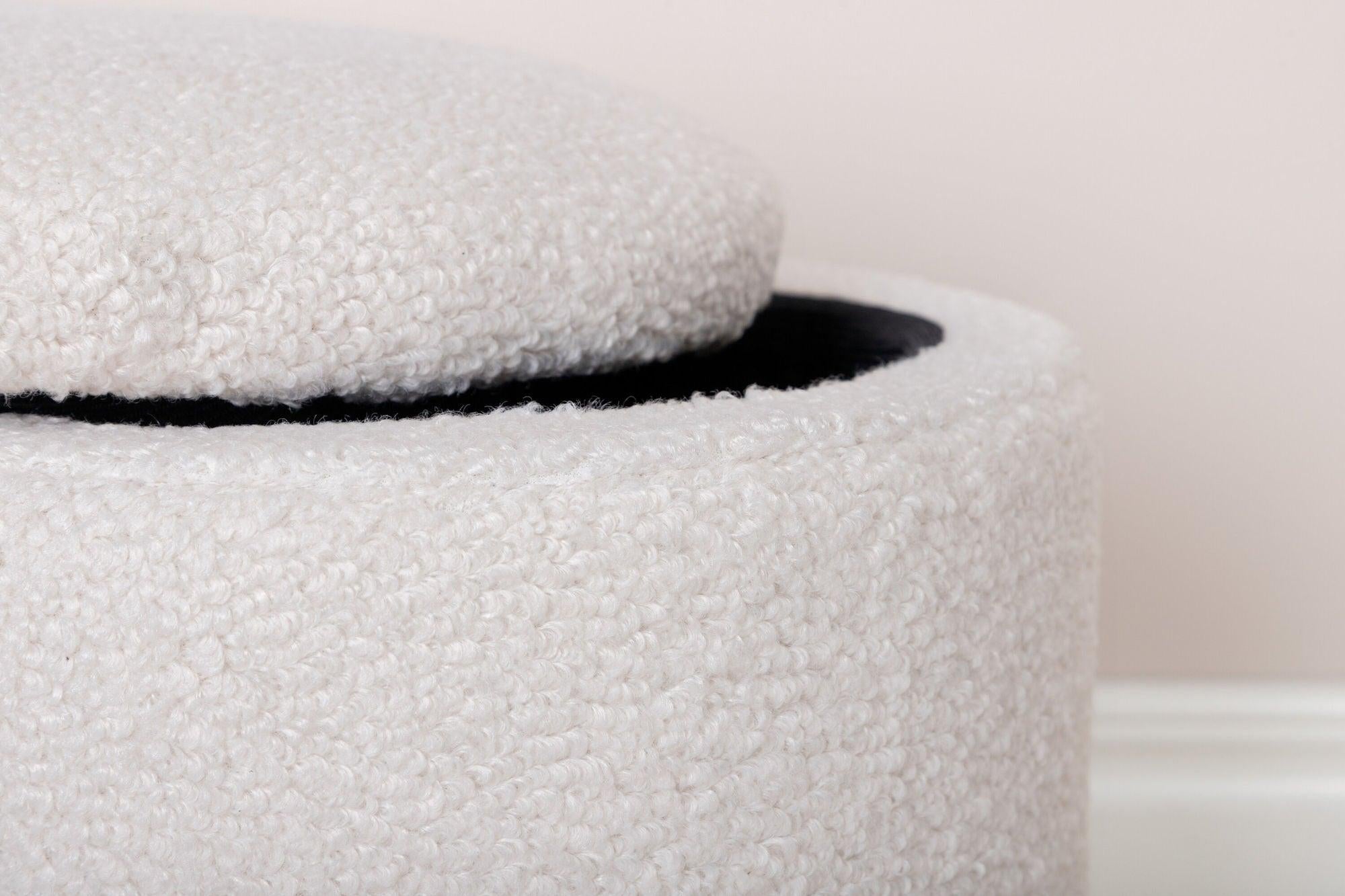 Pouf Limpen aus Teddy Bouclé Ø32cm - Weiß-Poufs-Venture Home-le canapé