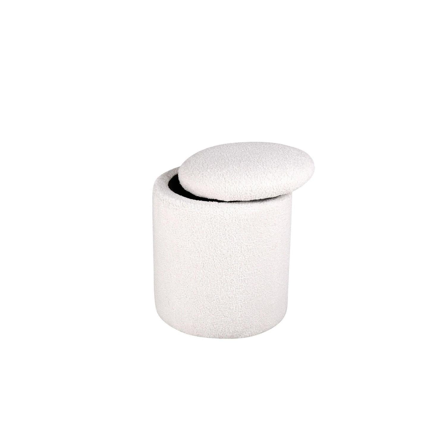Pouf Limpen aus Teddy Bouclé Ø32cm - Weiß-Poufs-Venture Home-le canapé