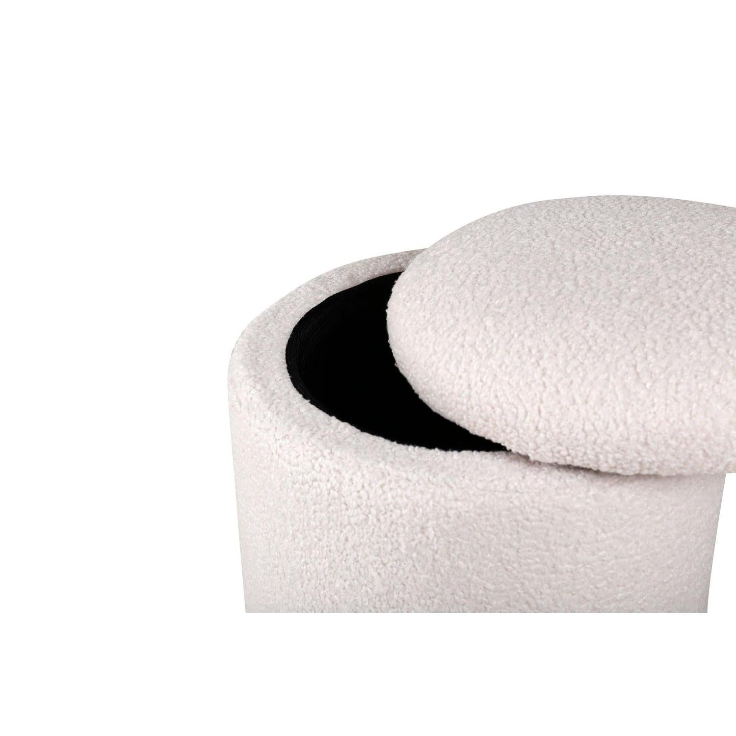 Pouf Limpen aus Teddy Bouclé Ø32cm - Weiß-Poufs-Venture Home-le canapé