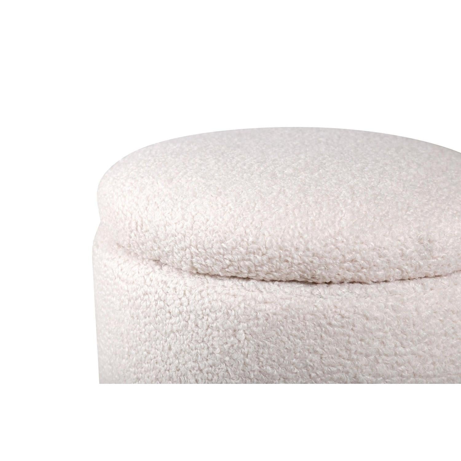 Pouf Limpen aus Teddy Bouclé Ø32cm - Weiß-Poufs-Venture Home-le canapé